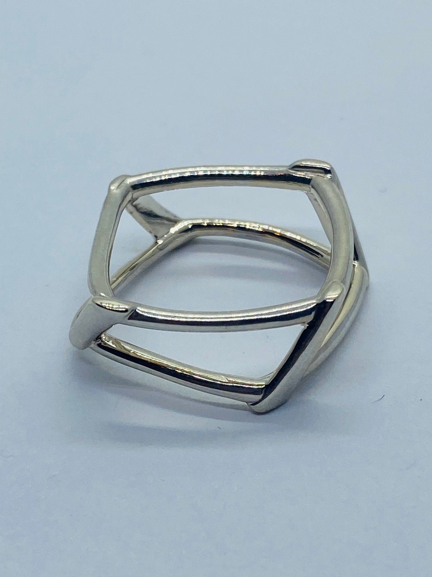 TIFFANY & CO. Frank Gehry Sterling Silver Open Torque Square Ring, Size 6 Pouch