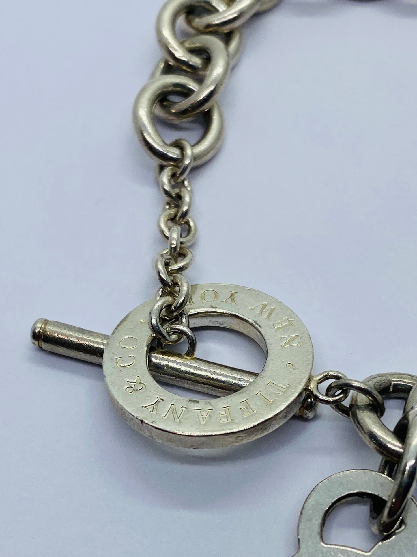 Return To Tiffany & Co 7.5" New Version Toggle Love Heart Bracelet Silver