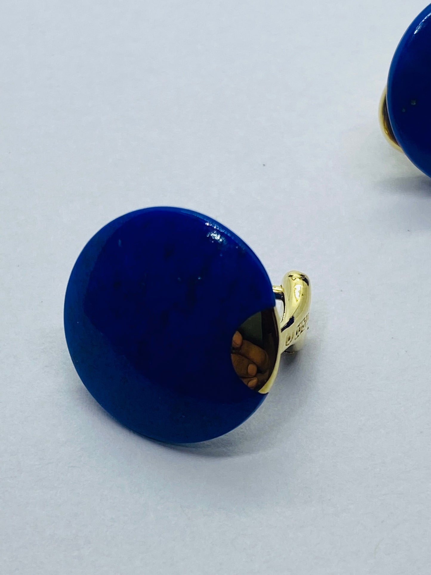 TIFFANY & CO 1976 ANGELA CUMMINGS 18 KT LENTILS EARRINGS WITH LAPIS LAZULI RARE