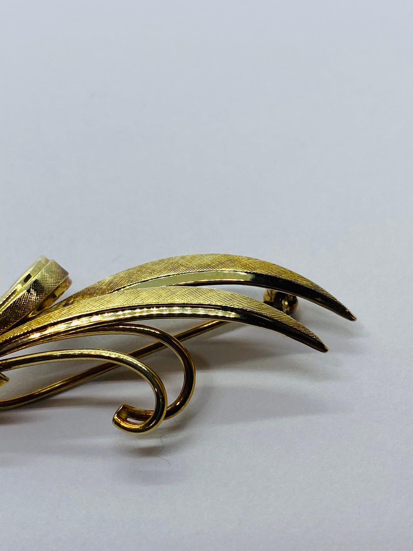 TIFFANY & CO 2 INCH 14K LEAF FLOWER FLORAL PIN BROOCH T&CO RARE VINTAGE
