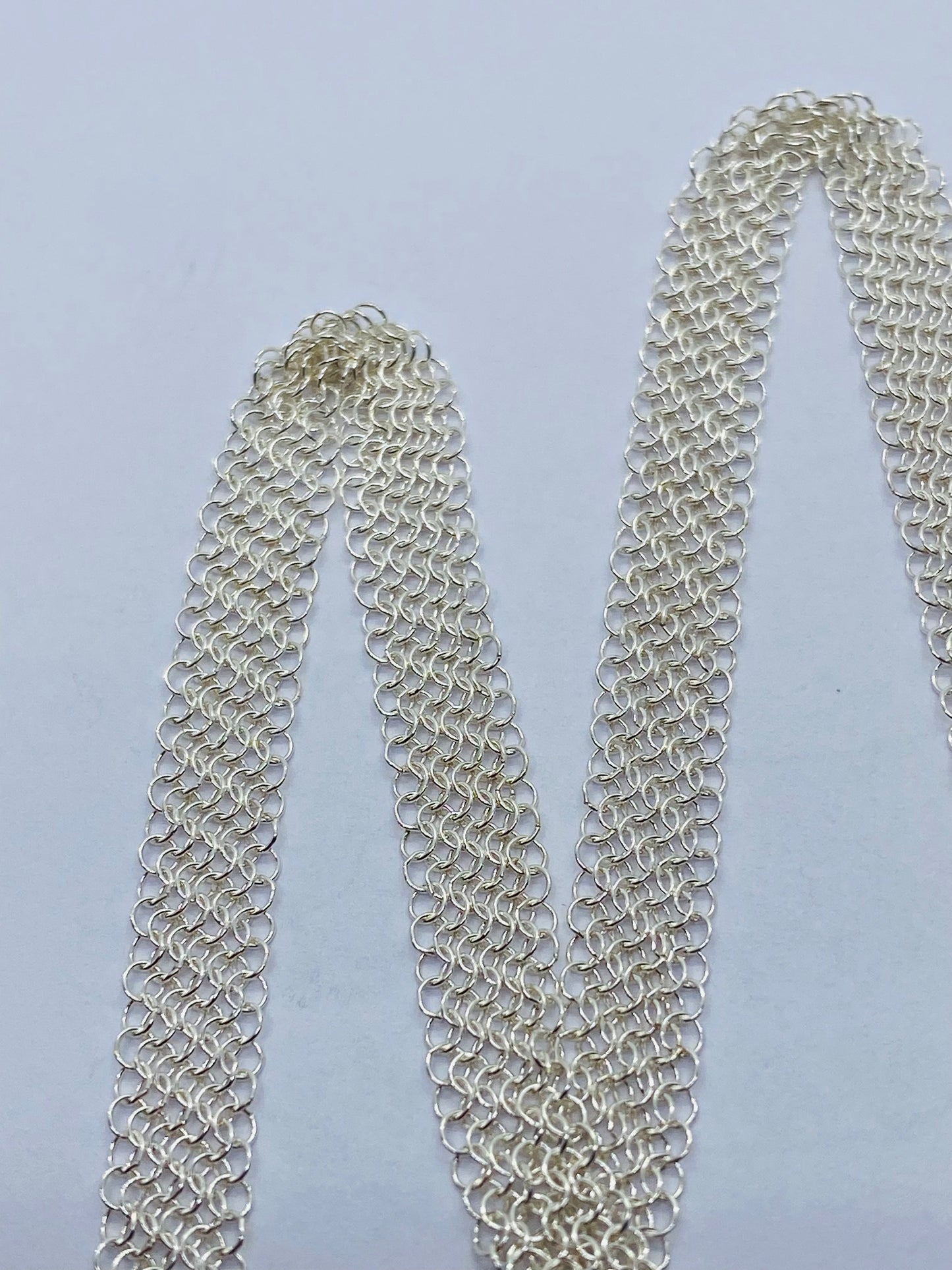 Tiffany & Co Peretti Somerset Mesh Scarf Necklace Sterling Silver 31” Pouch Box