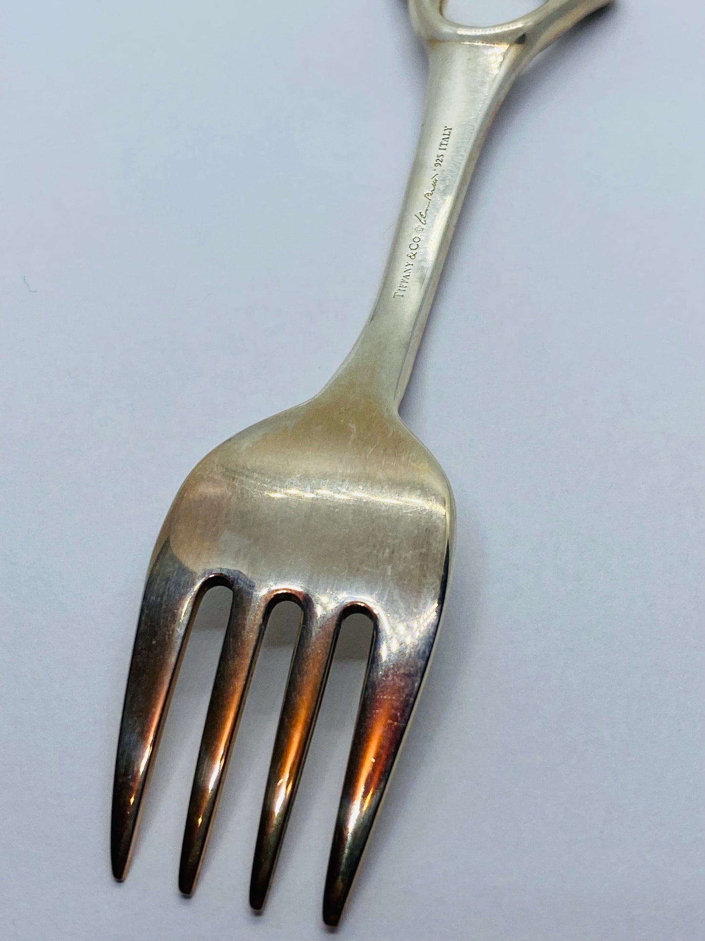 Tiffany & Co. Italy 925 Sterling 4" Fork Elsa Perreti Open Heart With Box Pouch