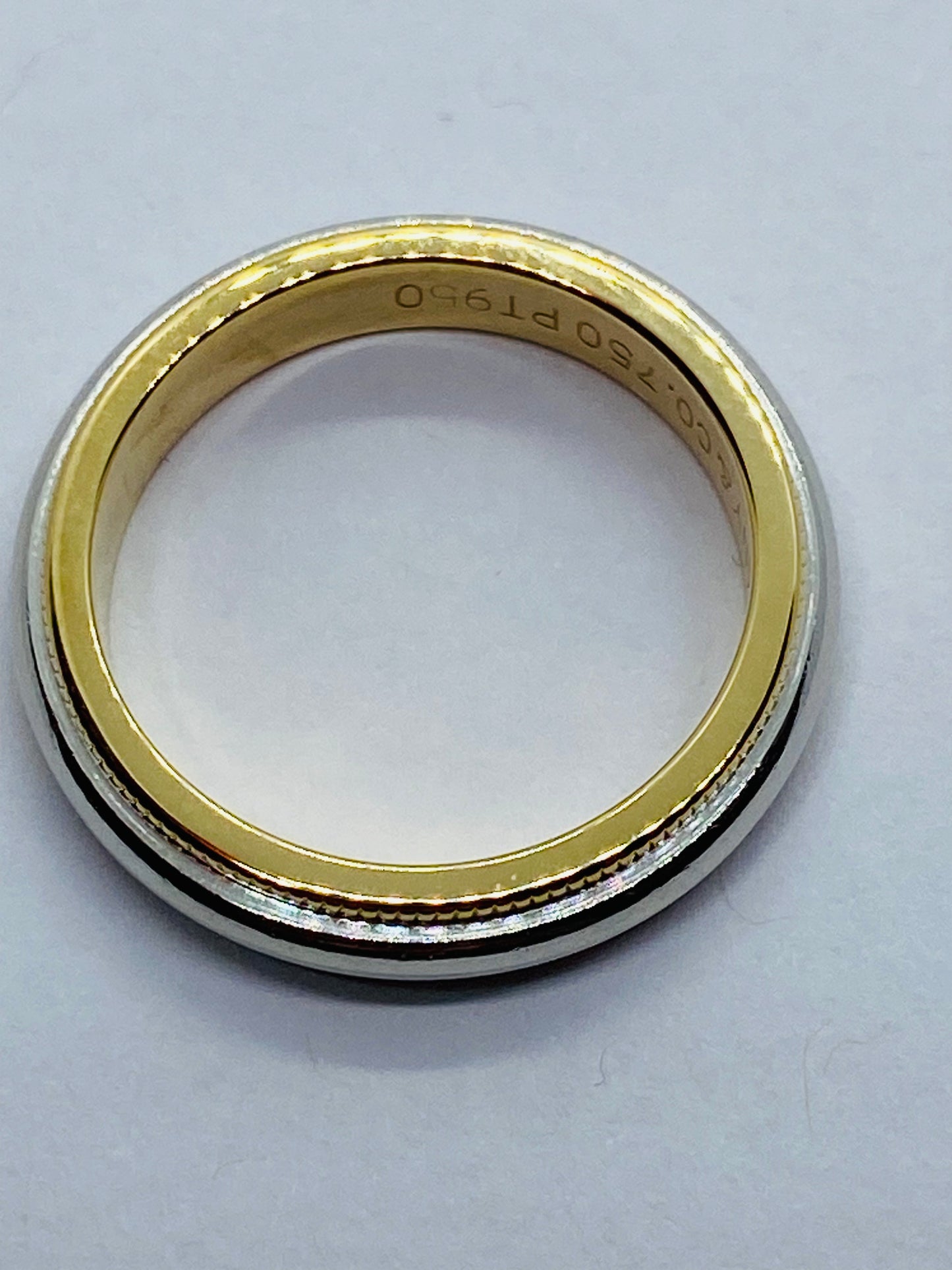 Tiffany & Co Milgrain Band Ring In Platinum & 18k Yellow Gold Size 4.5