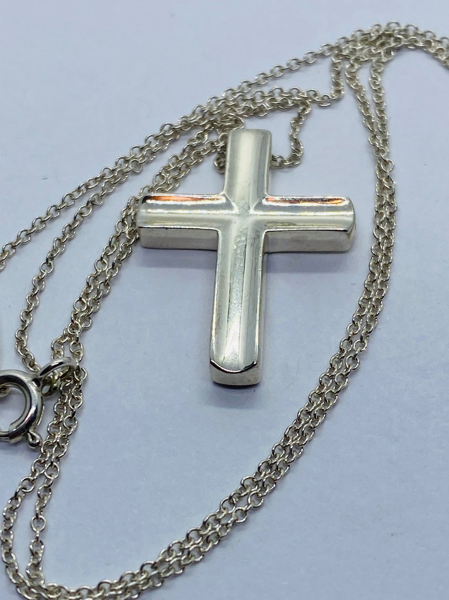Tiffany & Co. Concave 925 Silver Cross Pendant Necklace 16.25” READ!
