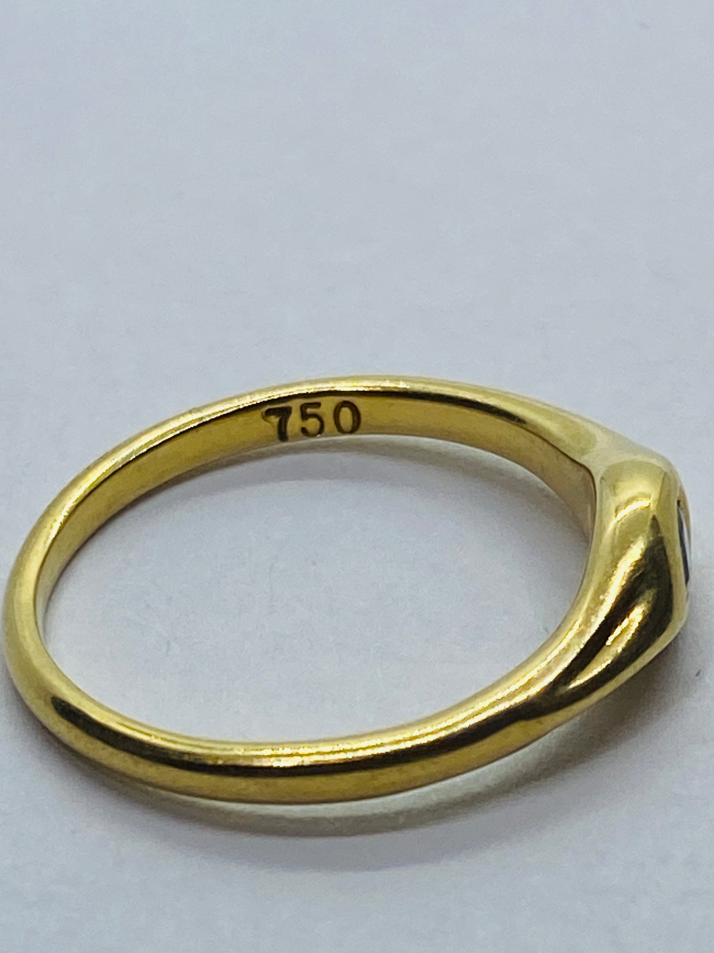TIFFANY & CO. Blue Pear Shape Sapphire 18k Yellow Gold Authentic Size 4