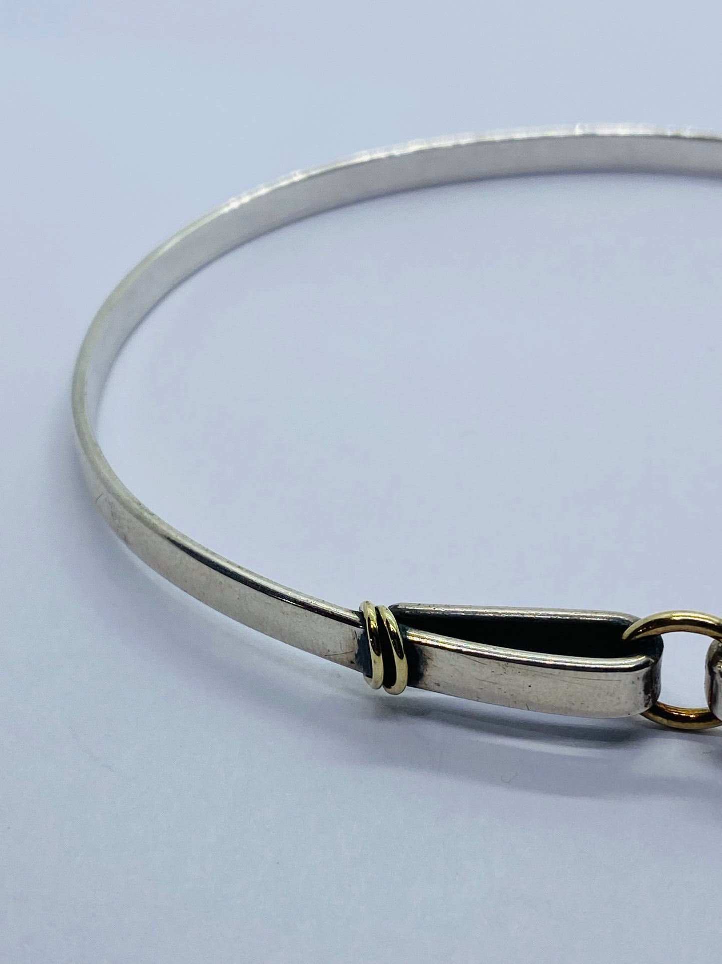 RARE XXL Tiffany & Co. Sterling Silver 18K Yellow Gold Circle Bangle Bracelet