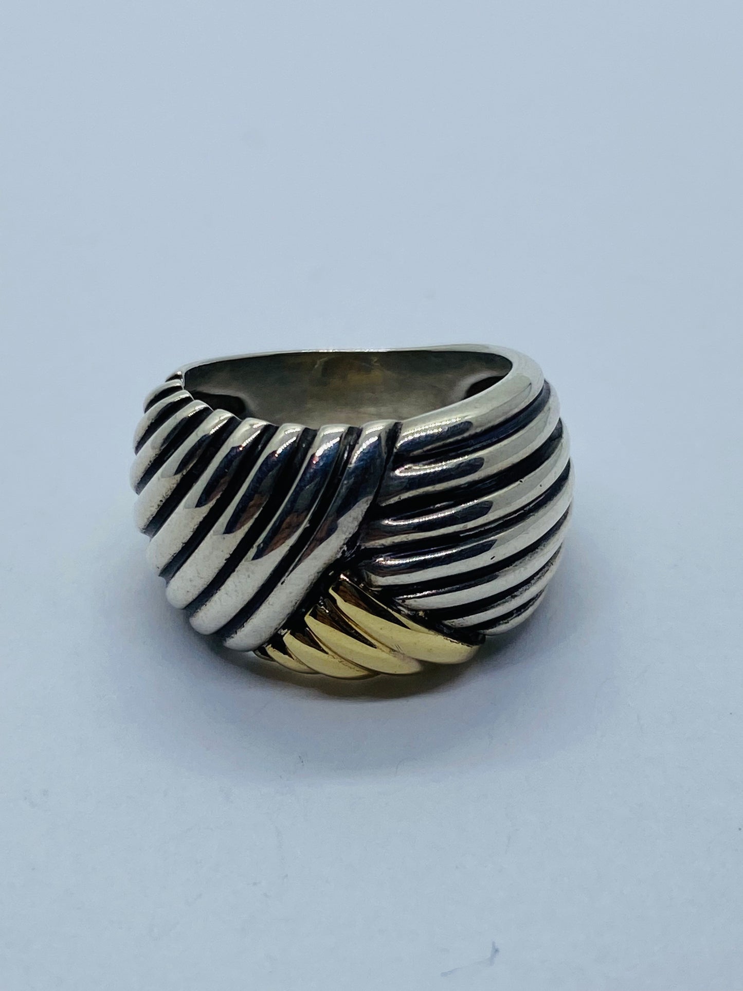 Vintage Tiffany & Co. 14K Gold and Sterling Silver Dome Ring Size 6.75