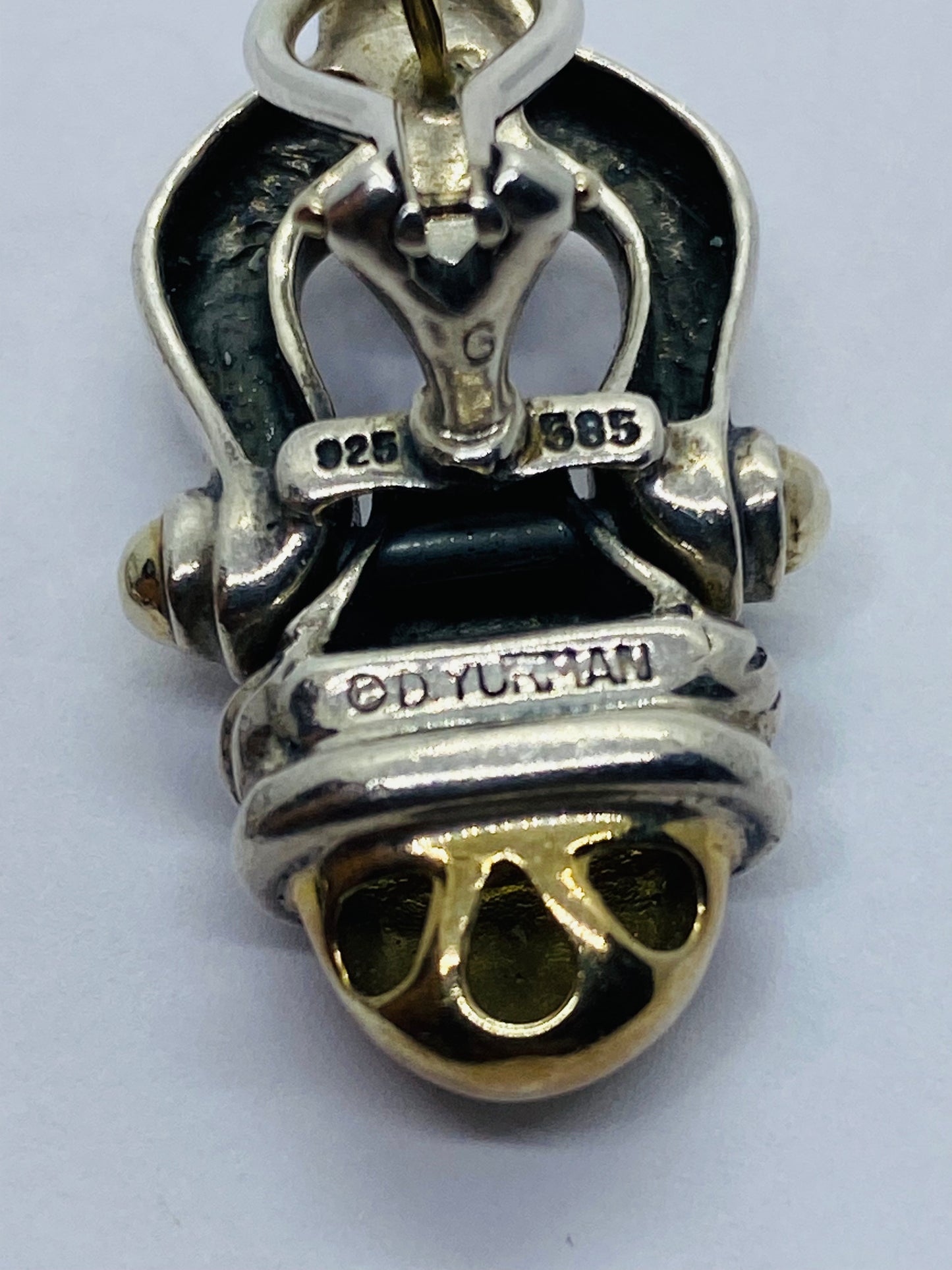 David Yurman Earrings Dangle Drop Acorn Cable Sterling Silver 925 14k Gold 585