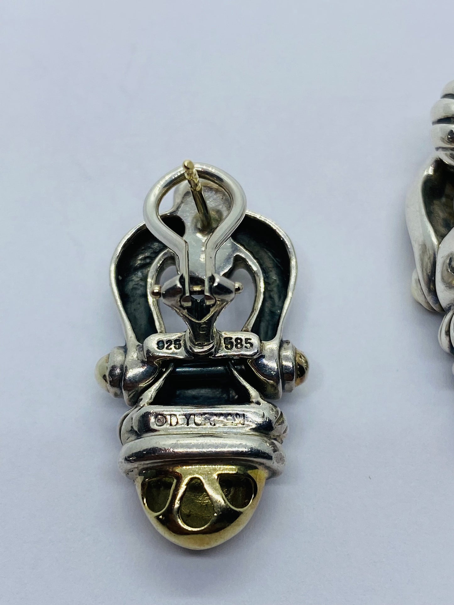 David Yurman Earrings Dangle Drop Acorn Cable Sterling Silver 925 14k Gold 585