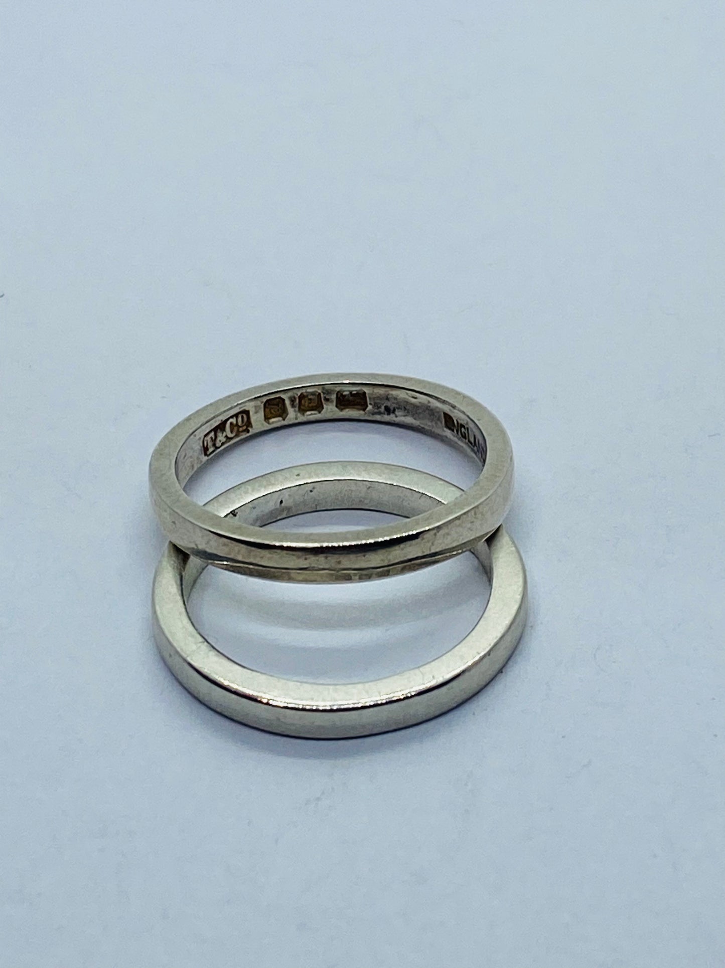 Vintage Tiffany & Co Sterling Silver Band ( T & Co ) Ring Made In England SET