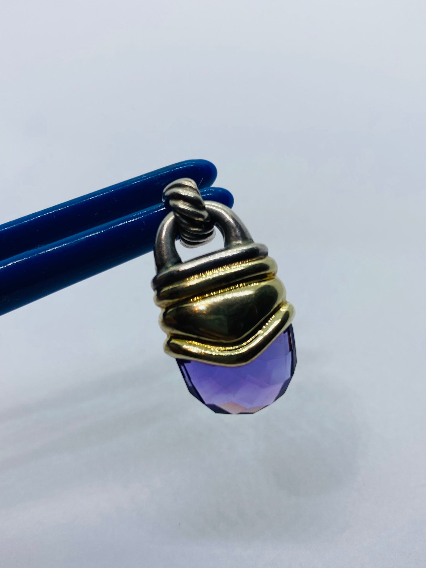 Large David Yurman Sterling 14K 925/585 Gold Amethyst Acorn Pendant Enhancer
