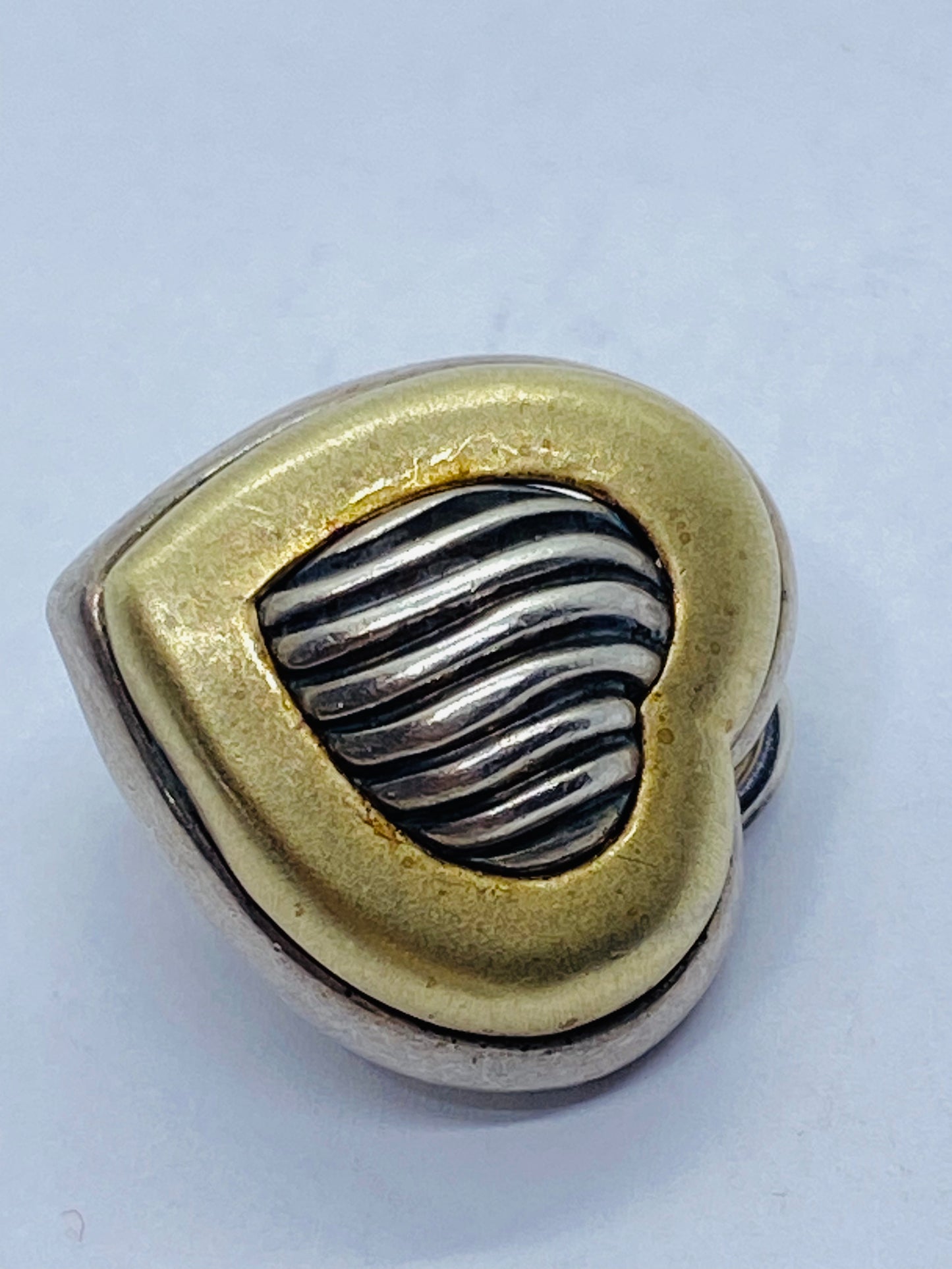 David Yurman Sterling & 18k Gold Thoroughbred Heart Cable Clip On Earrings