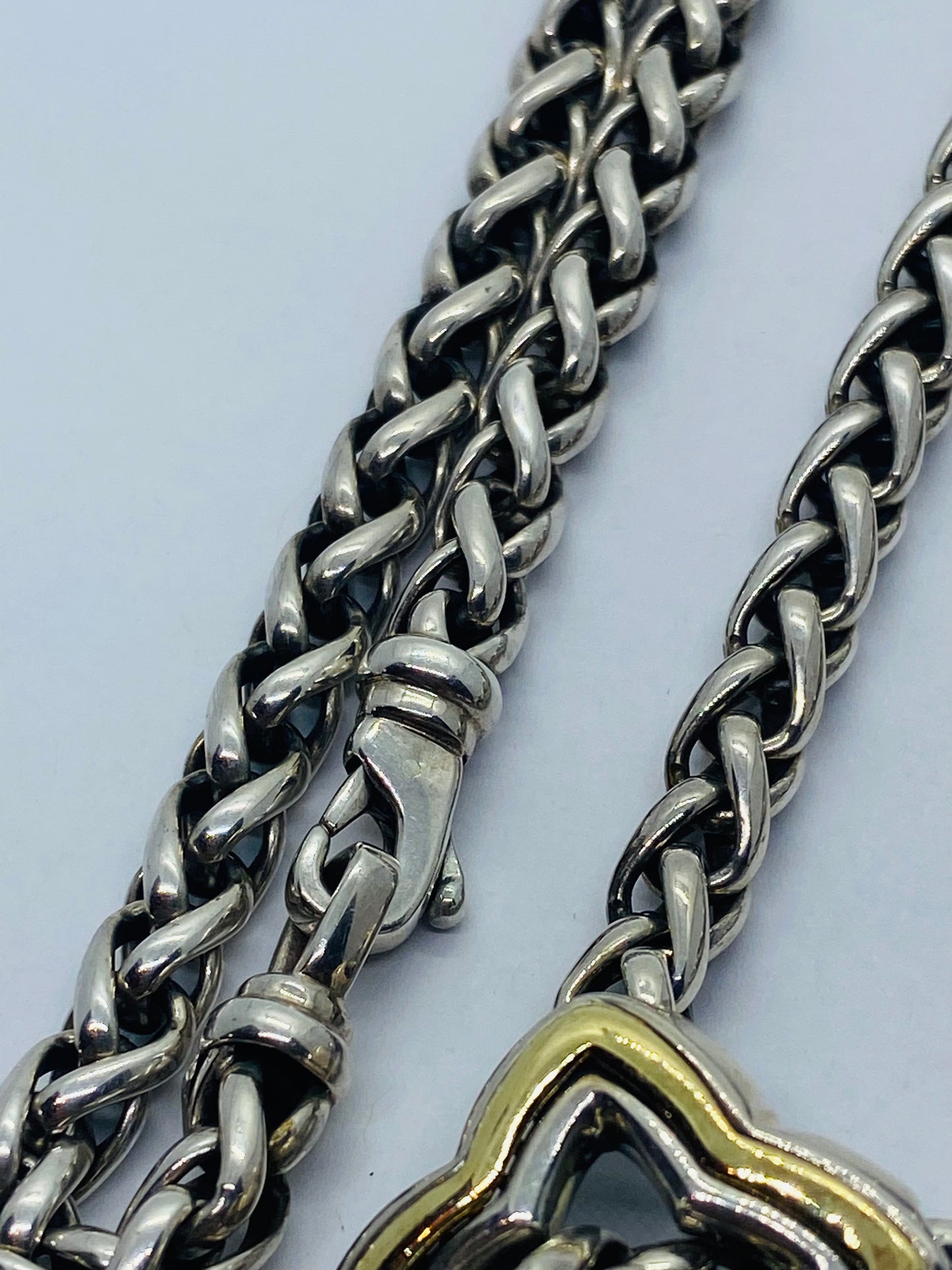 David Yurman Two-Tone Quatrefoil Lariat Adjustable Chain Necklace Citrine