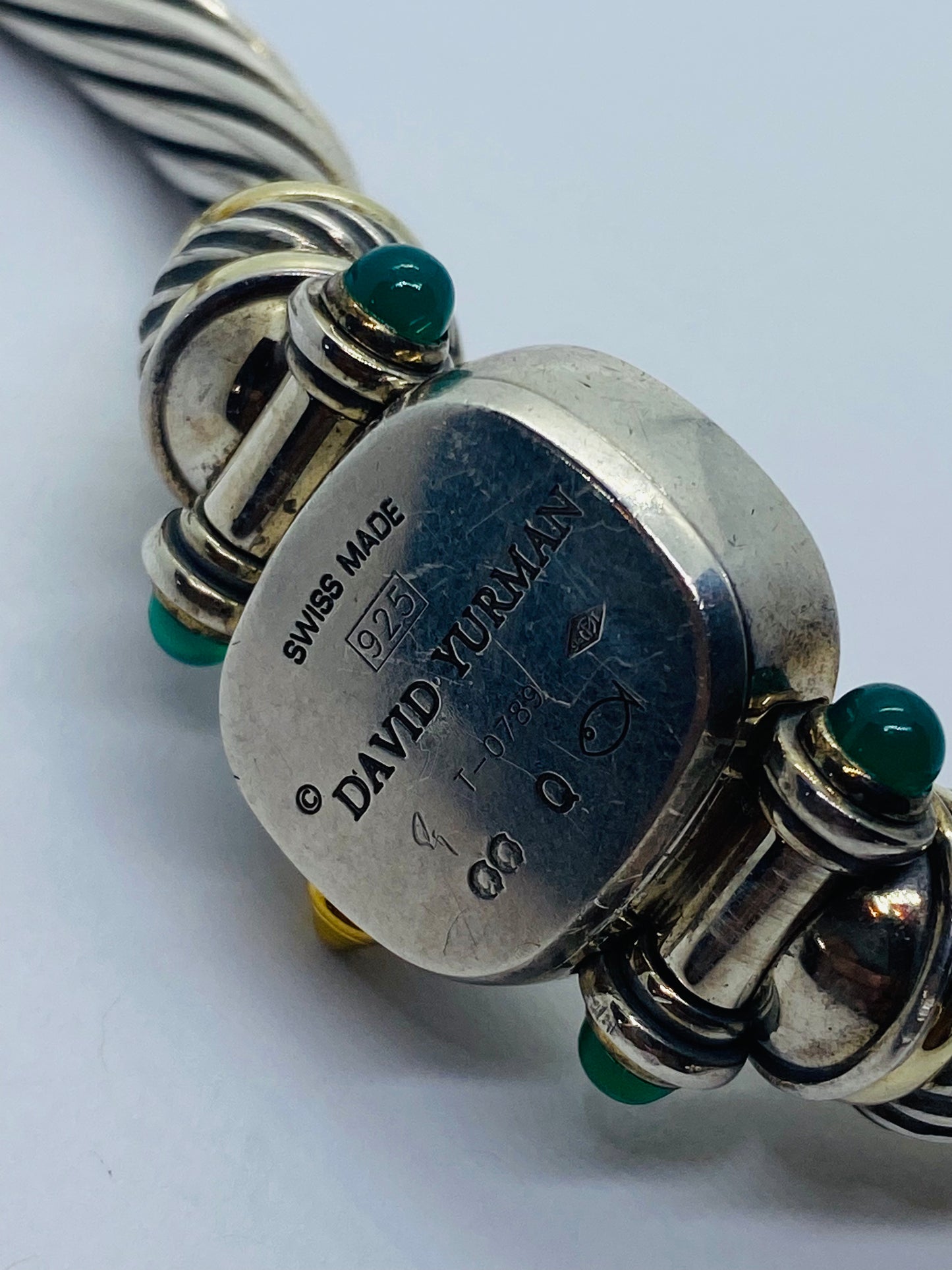 David Yurman 14k 925 Cable Amethyst Green Onyx Ladies Watch