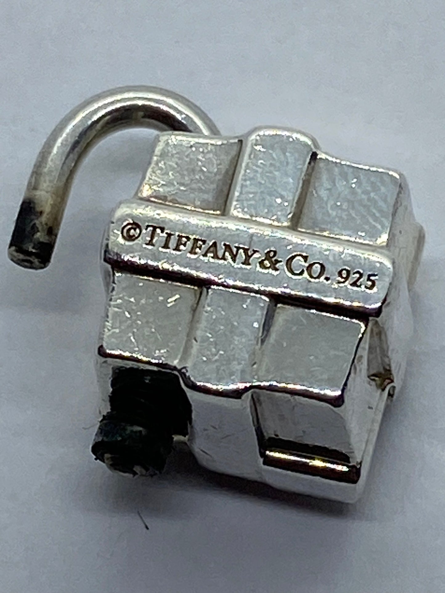 Tiffany & Co Silver Signature Gift Box Padlock Charm Pendant OPENS