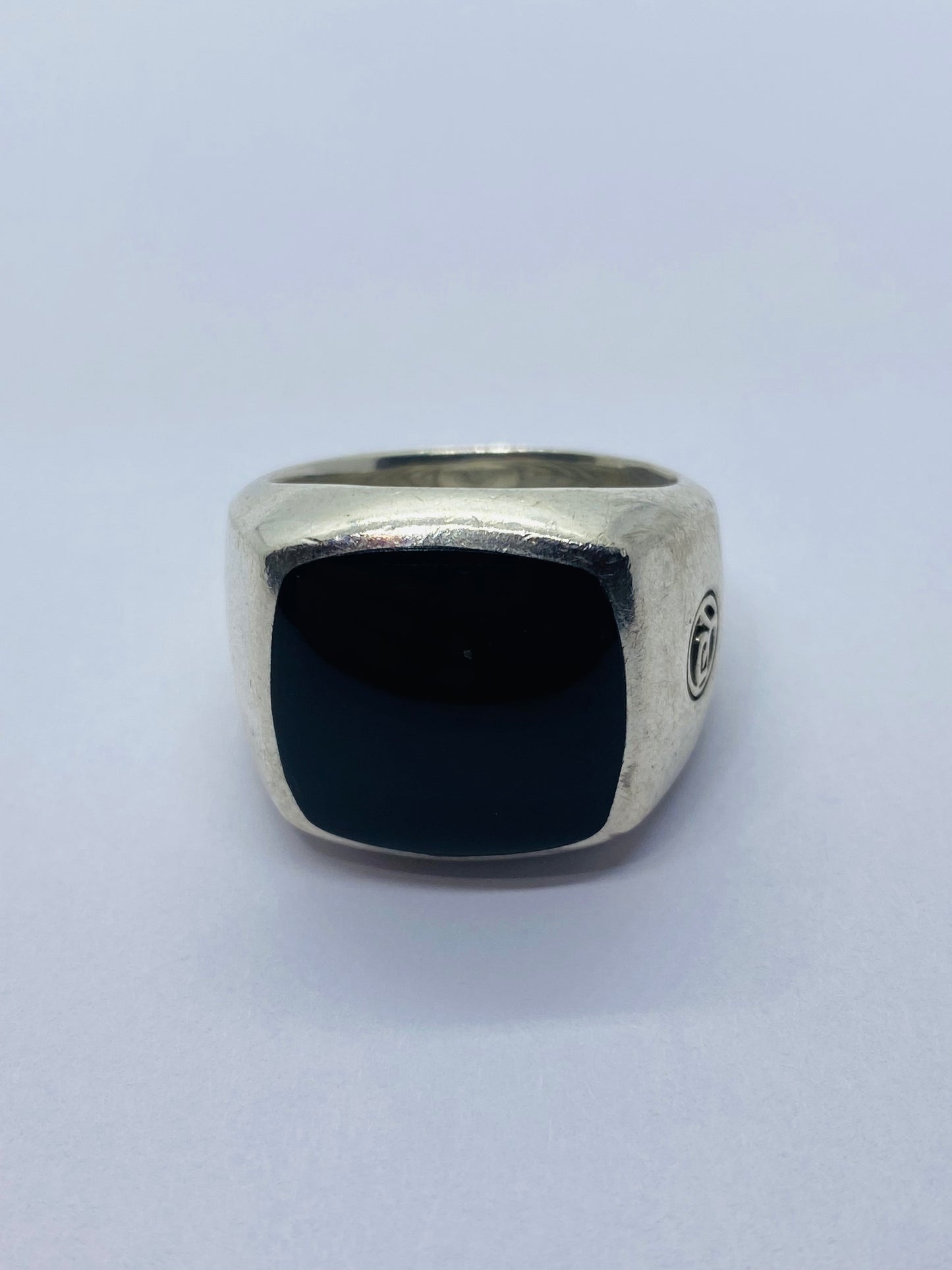 David Yurman Sterling Silver 17mm Black Onyx Signet Ring Size 11