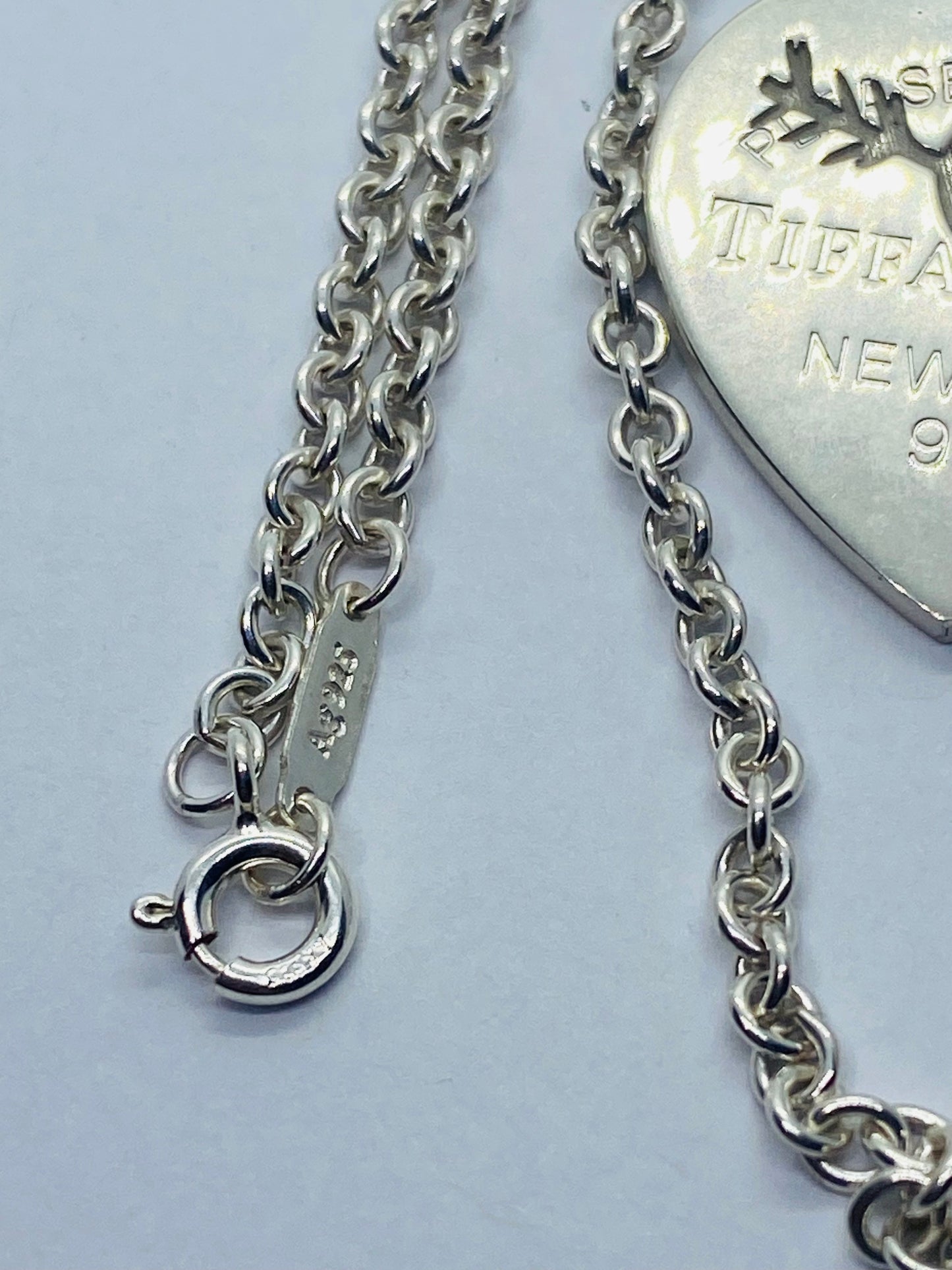 Large Return to Tiffany Etched Heart and Arrow Pendant, Necklace Sterling Silver