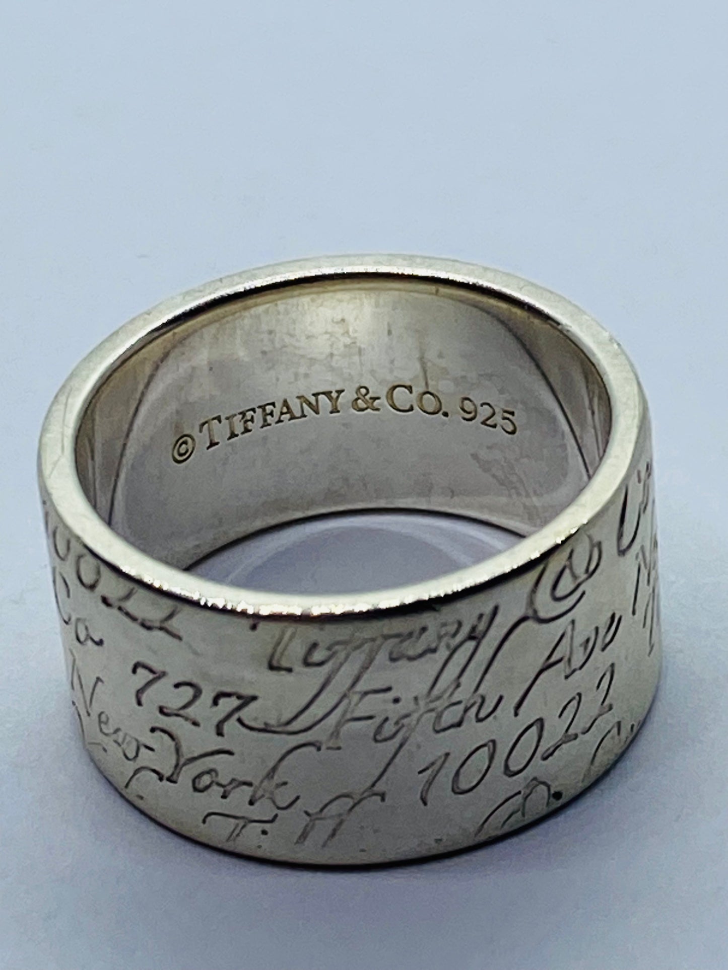 Tiffany & Co Silver Wide Notes Fifth Ave Ring Size 5.5 10mm Wide