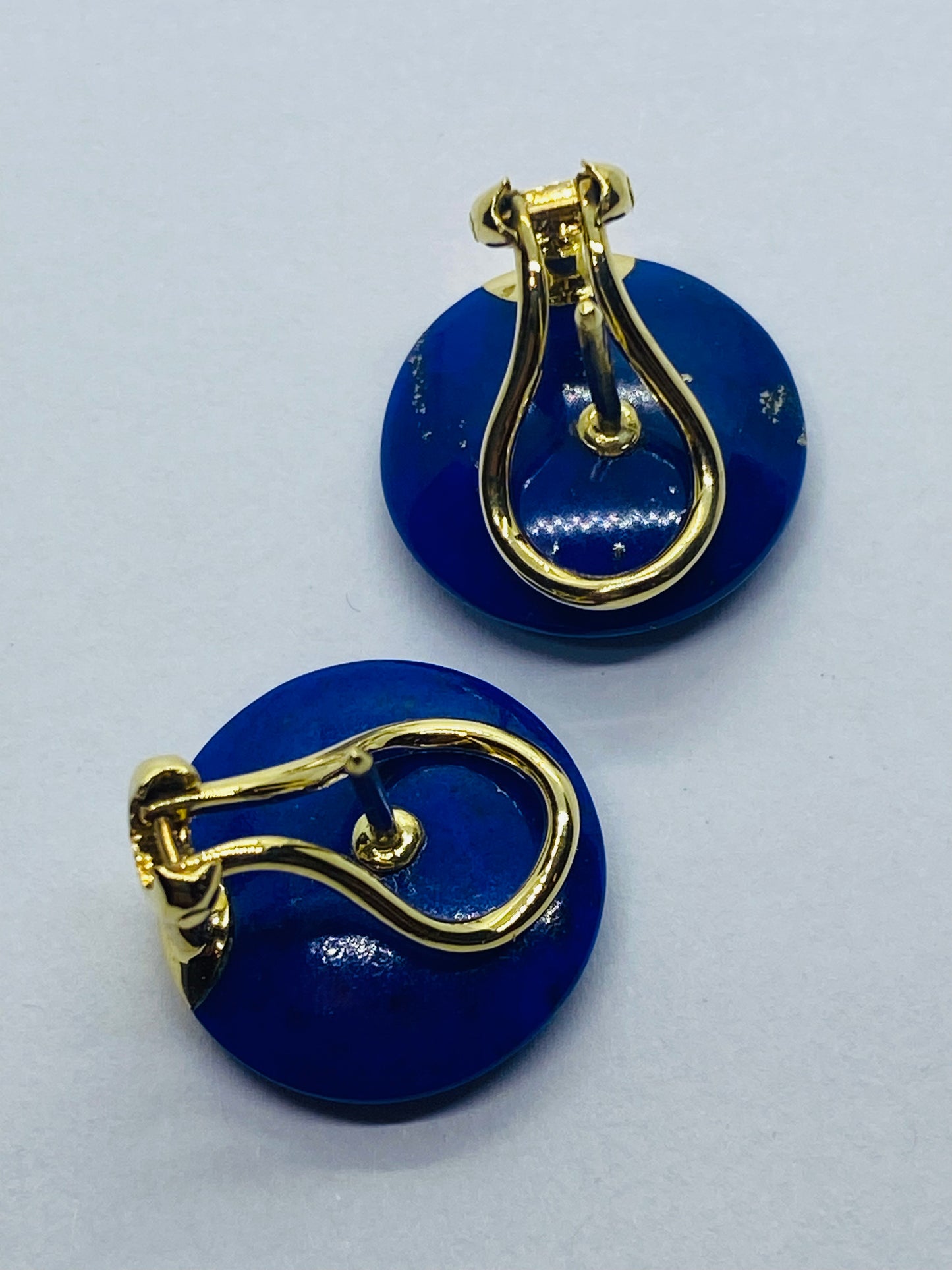 TIFFANY & CO 1976 ANGELA CUMMINGS 18 KT LENTILS EARRINGS WITH LAPIS LAZULI RARE