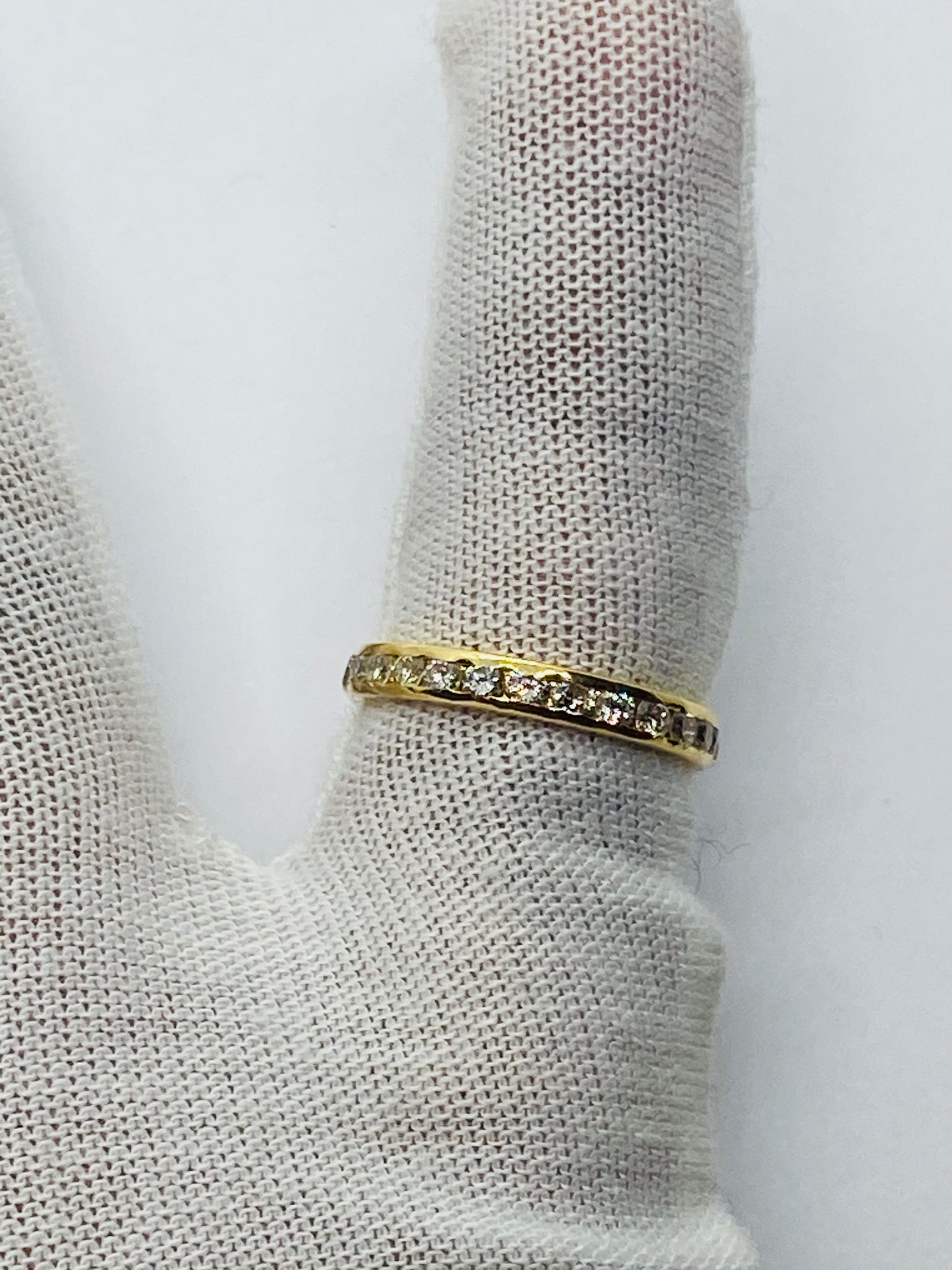 Tiffany & Co Round Diamond Channel Set Eternity Band Yellow Gold Size 5.5 .78Ct