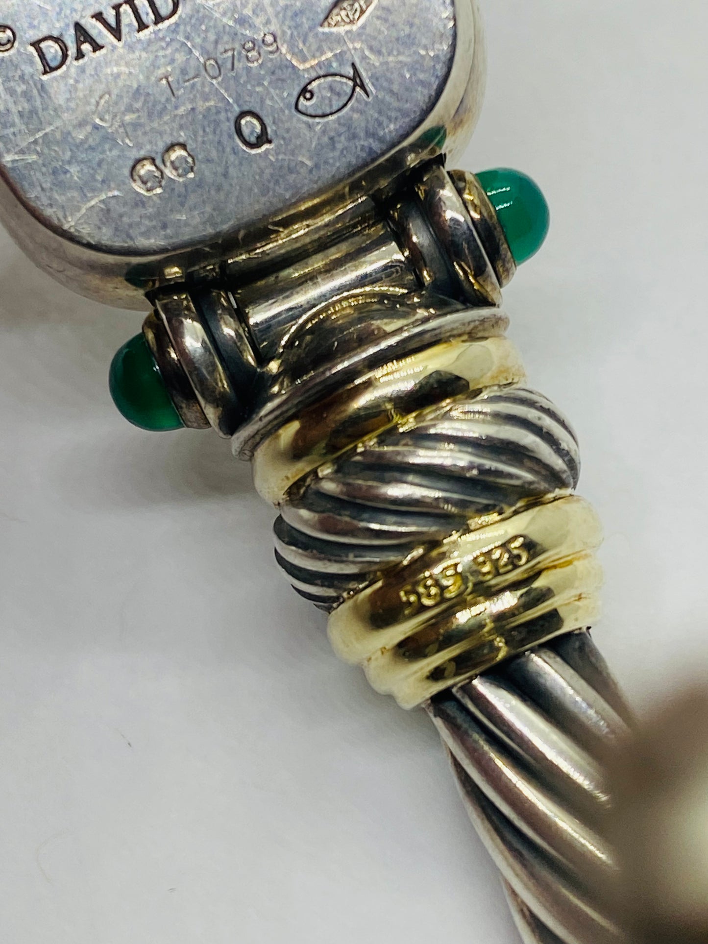 David Yurman 14k 925 Cable Amethyst Green Onyx Ladies Watch