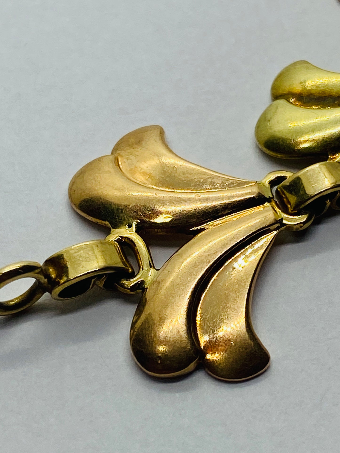 Vintage Tiffany & Co. 14K Rose & Yellow Gold Leaf Petal Art Deco Bracelet 7.5”