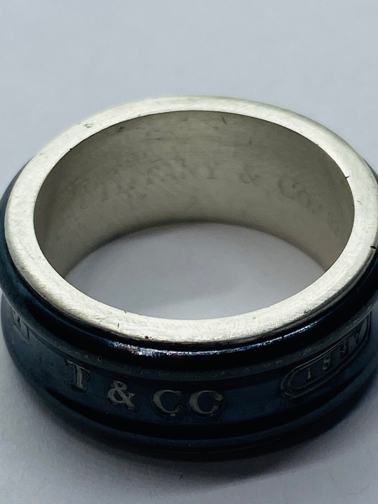 TIFFANY & CO SILVER TITANIUM 1837 RING SIZE 5.75