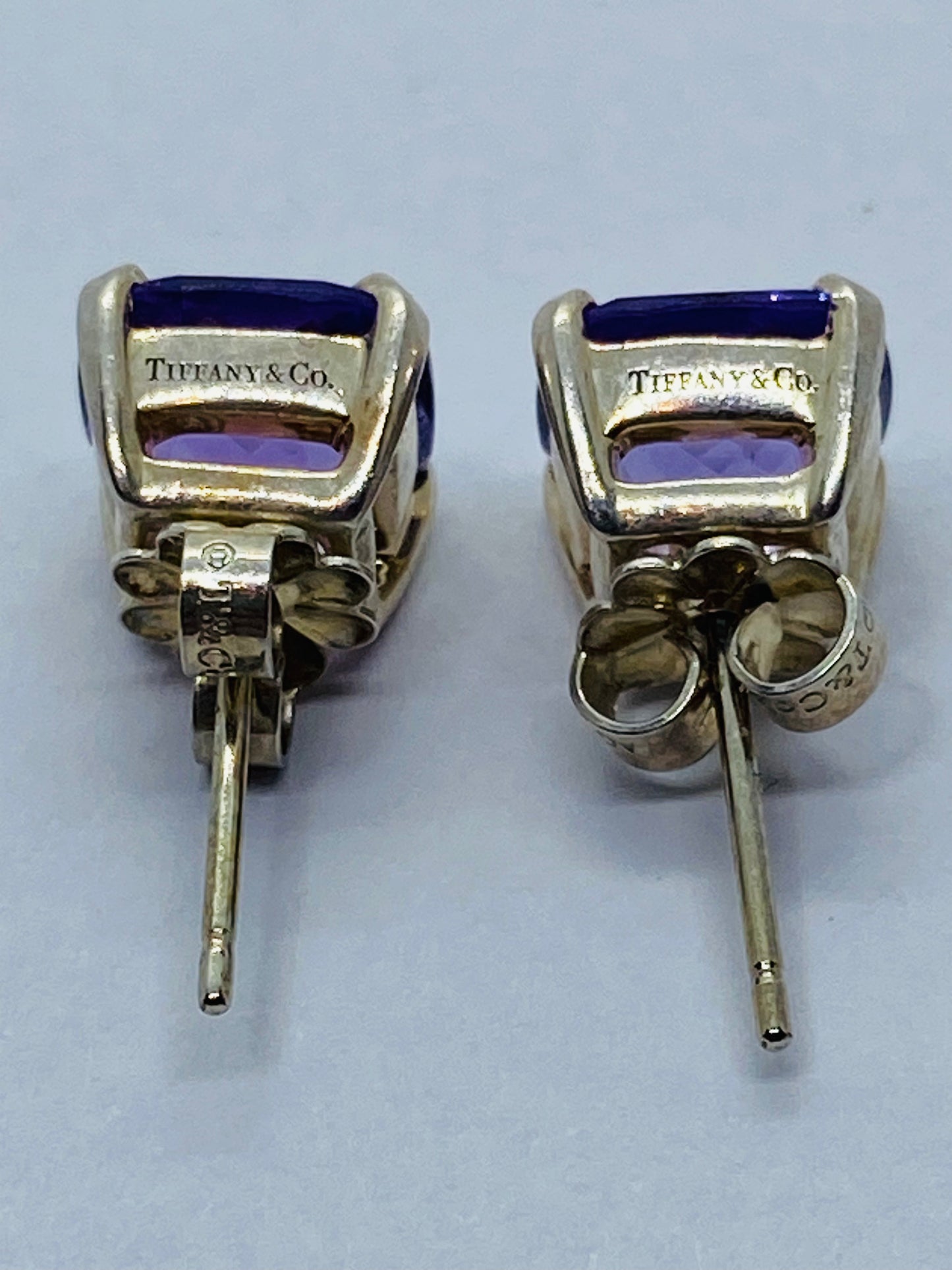 Tiffany & Co. Sparklers Cushion Shape Amethyst Sterling Silver Stud Earrings