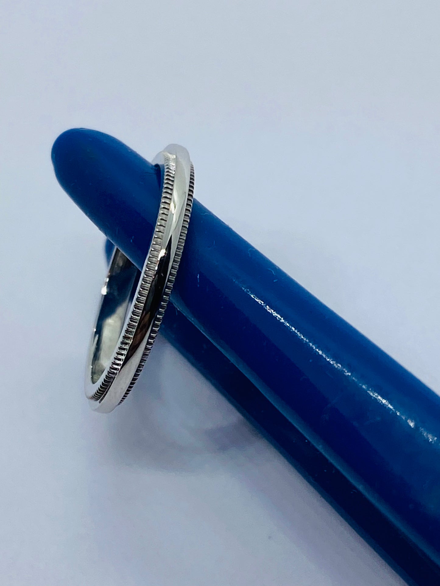 Tiffany & Co. Platinum Milgrain Band Ring 2mm Size 3.25