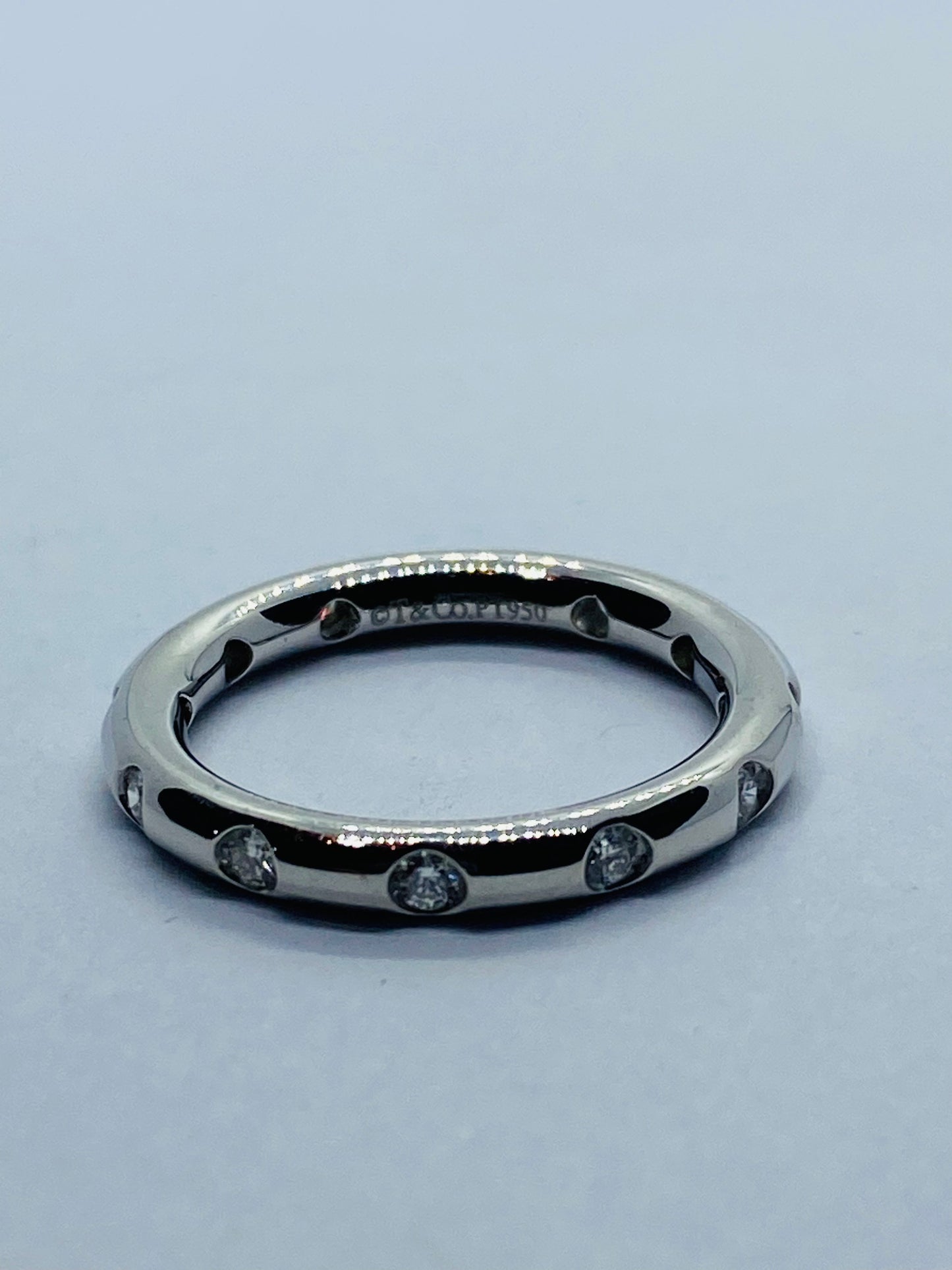 Tiffany & Co. Etoile Platinum Diamond Wedding Band Eternity, .36 TCW Box! Size 5