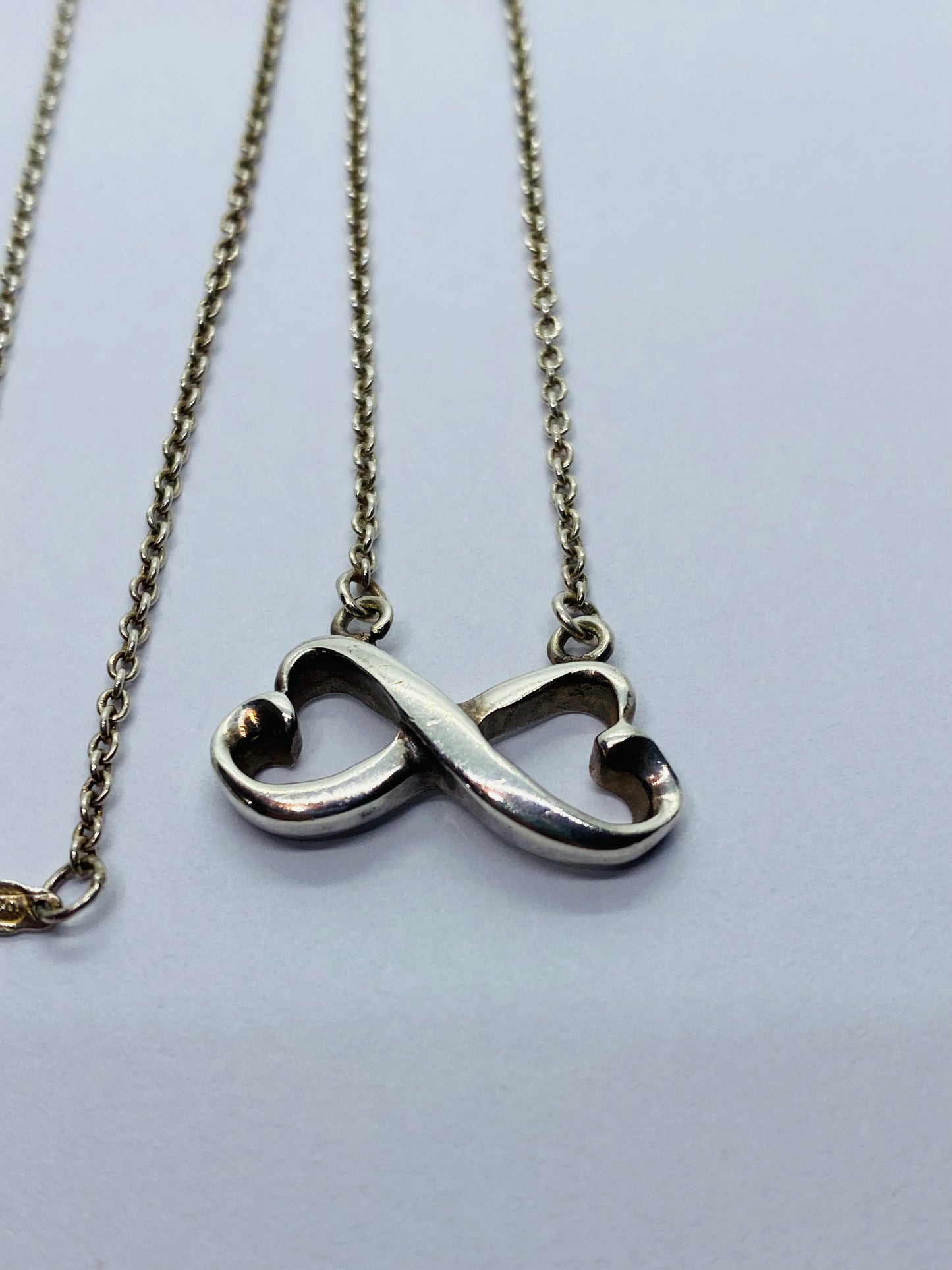 Tiffany & Co Paloma Picasso Double Loving Heart Infinity Necklace Pendant 16"
