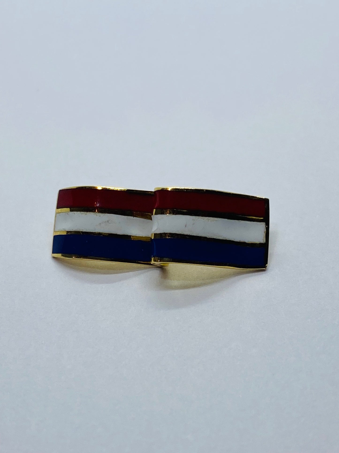 Tiffany & Co. 750 18k gold Lapel Pin 26x10MM Enamel Stripes