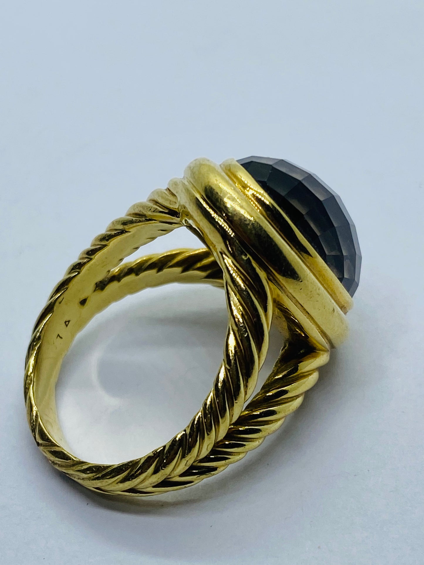 David Yurman Albion Oval Smoky Quartz Ring Solid 750 18k Gold Size 10 18.6G