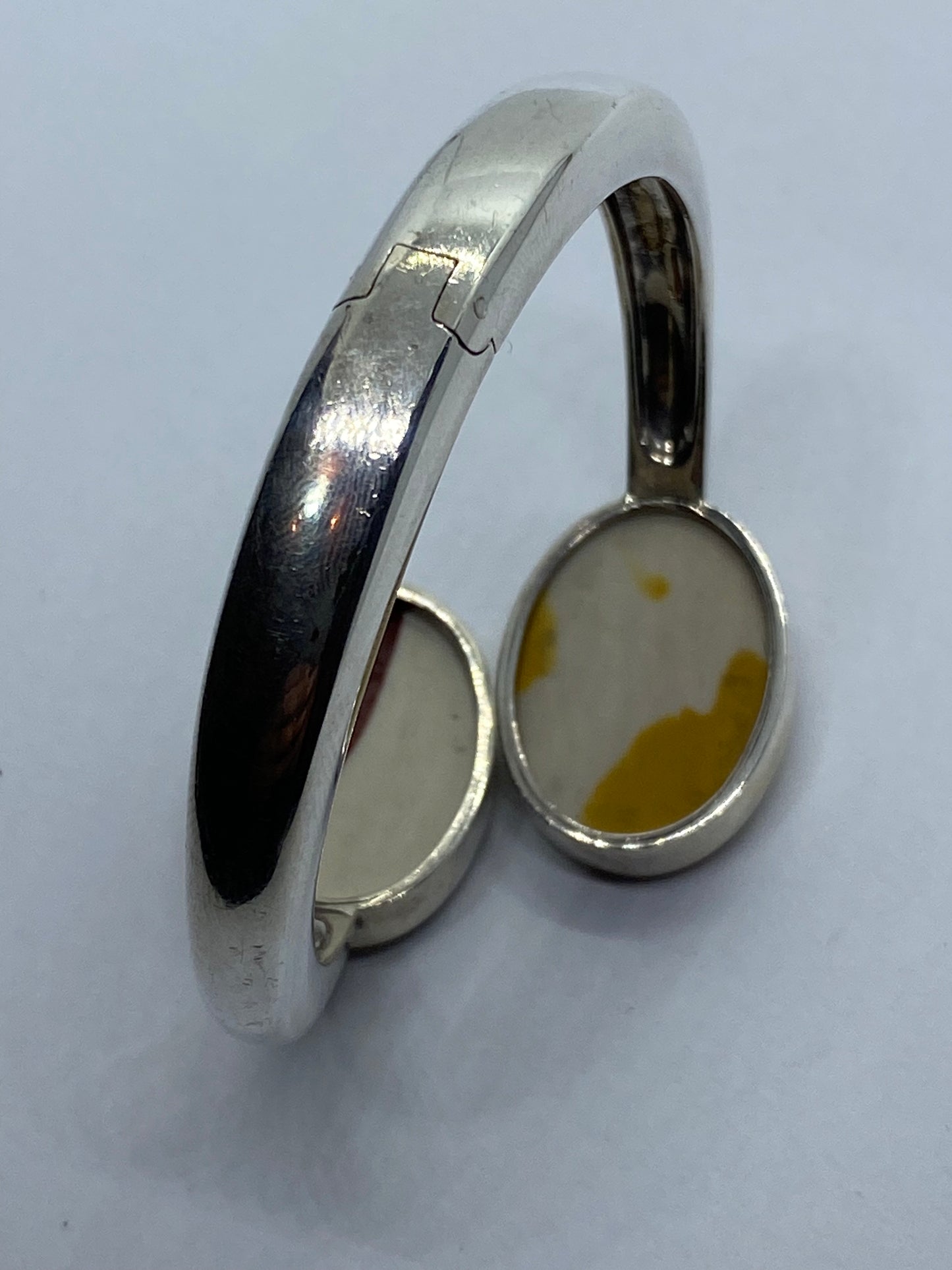 RARE Vintage Tiffany & Co Sterling Silver Agate Clamper Bangle Cuff Bracelet
