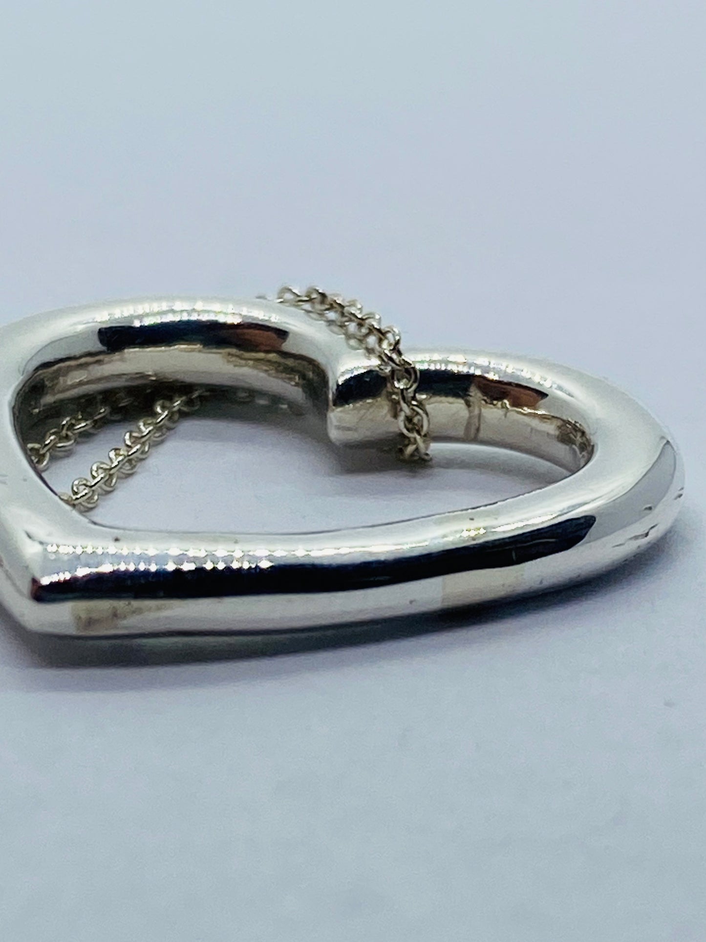 Tiffany & Co Sterling Silver Open Heart Clasp Pendant 26x23mm 16” Necklace Read!