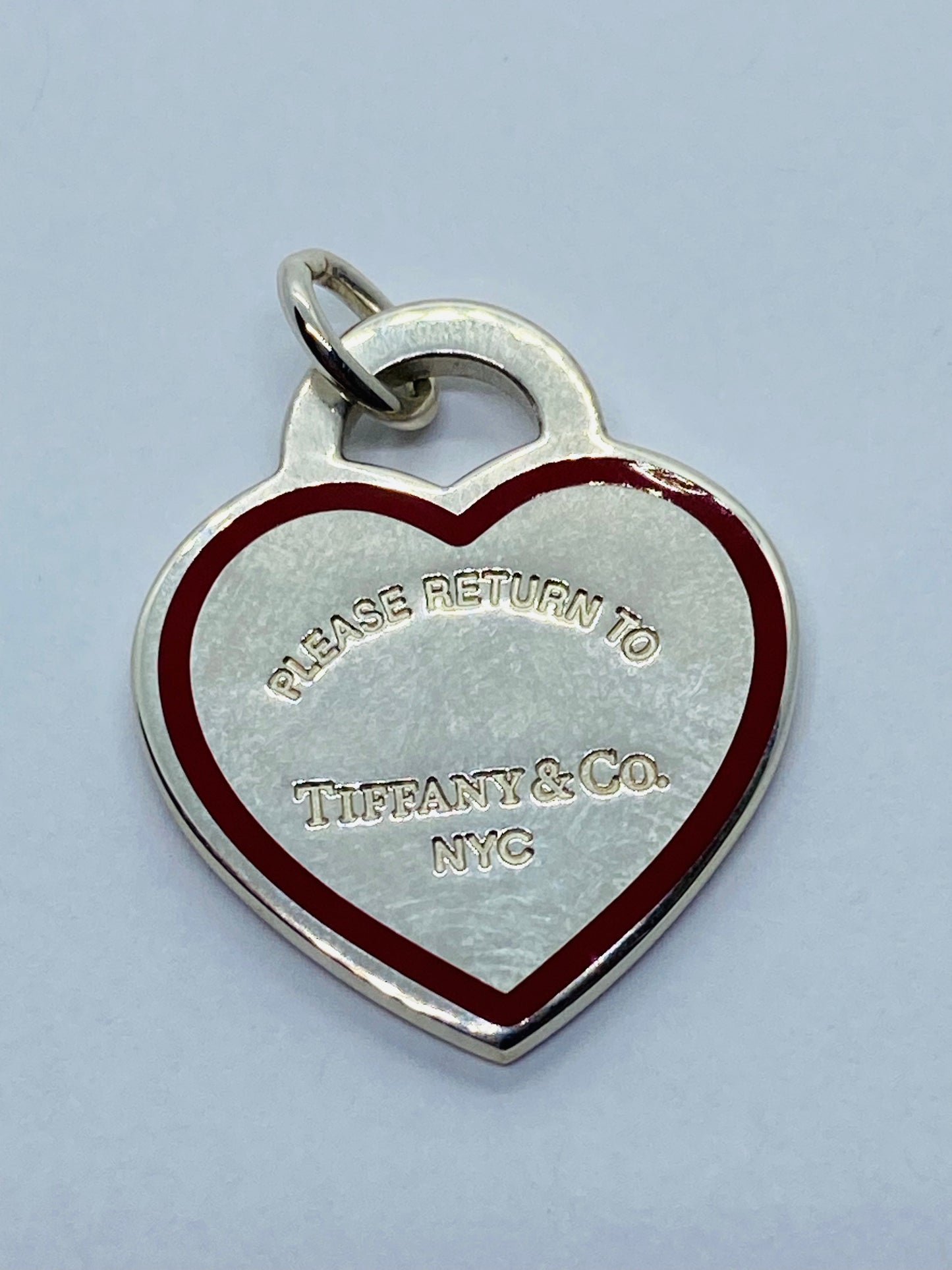 Please Return To Tiffany & Co. NYC Pink Enamel Heart Sterling Silver Pendant