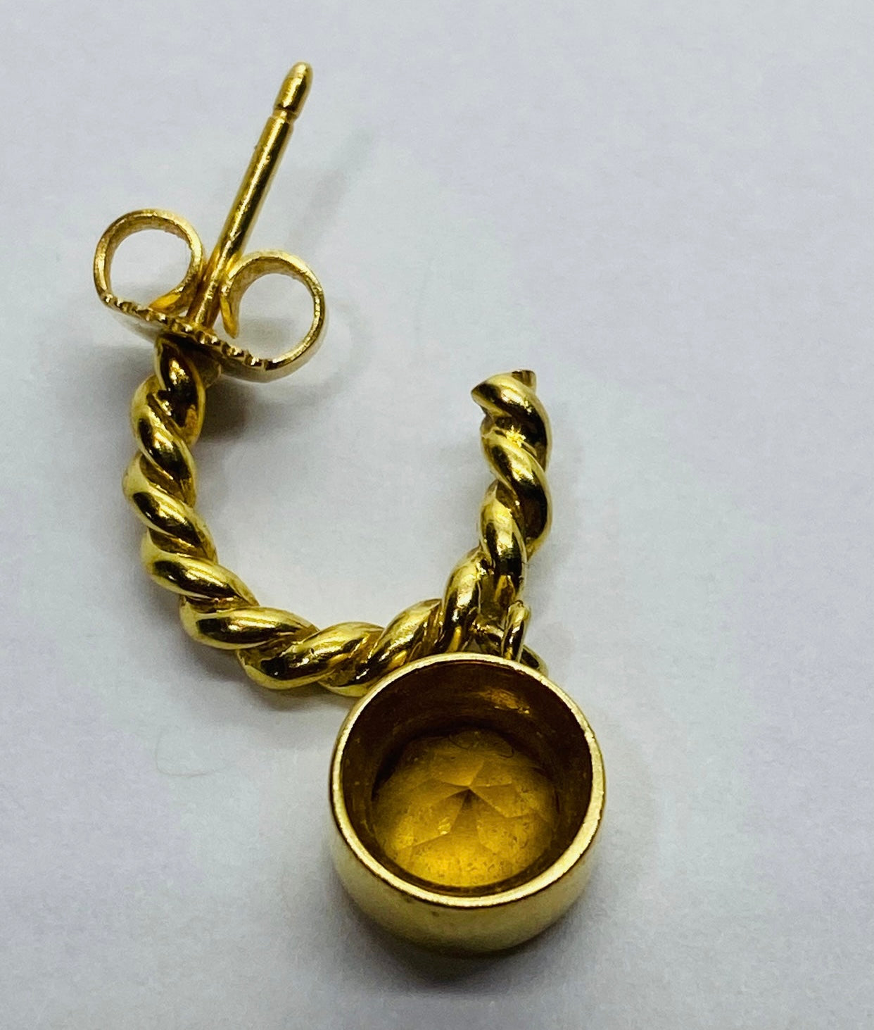 Tiffany & Co 18K Gold Twist Citrine Hoop Dangle Earrings