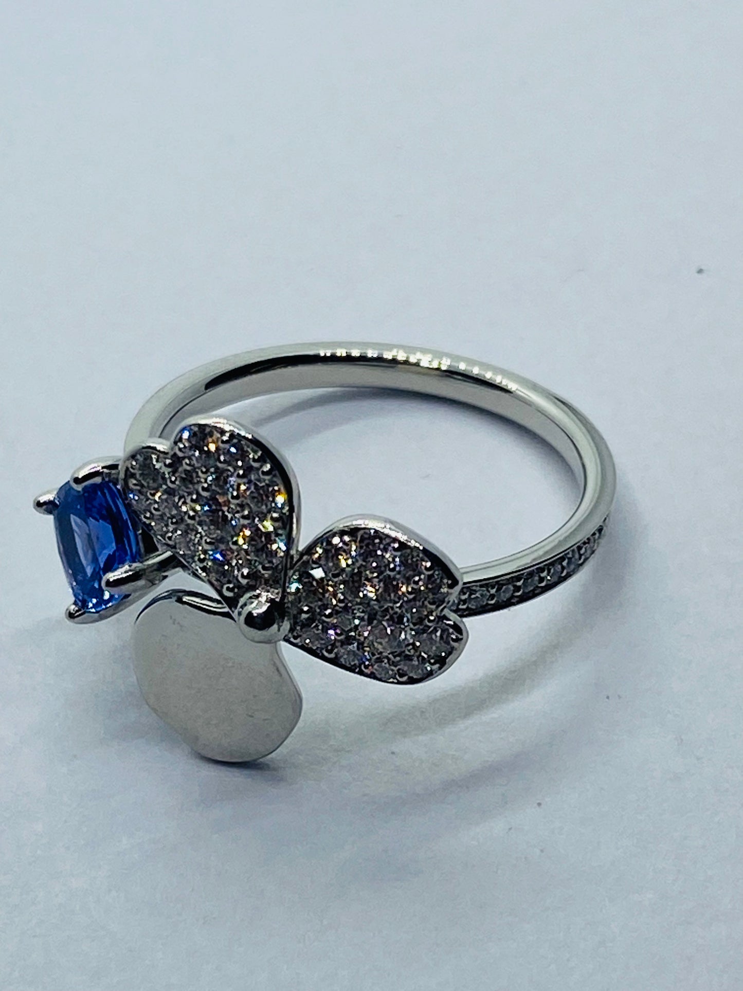 Tiffany Paper Flowers Platinum diamonds and tanzanite flower ring, Size 6