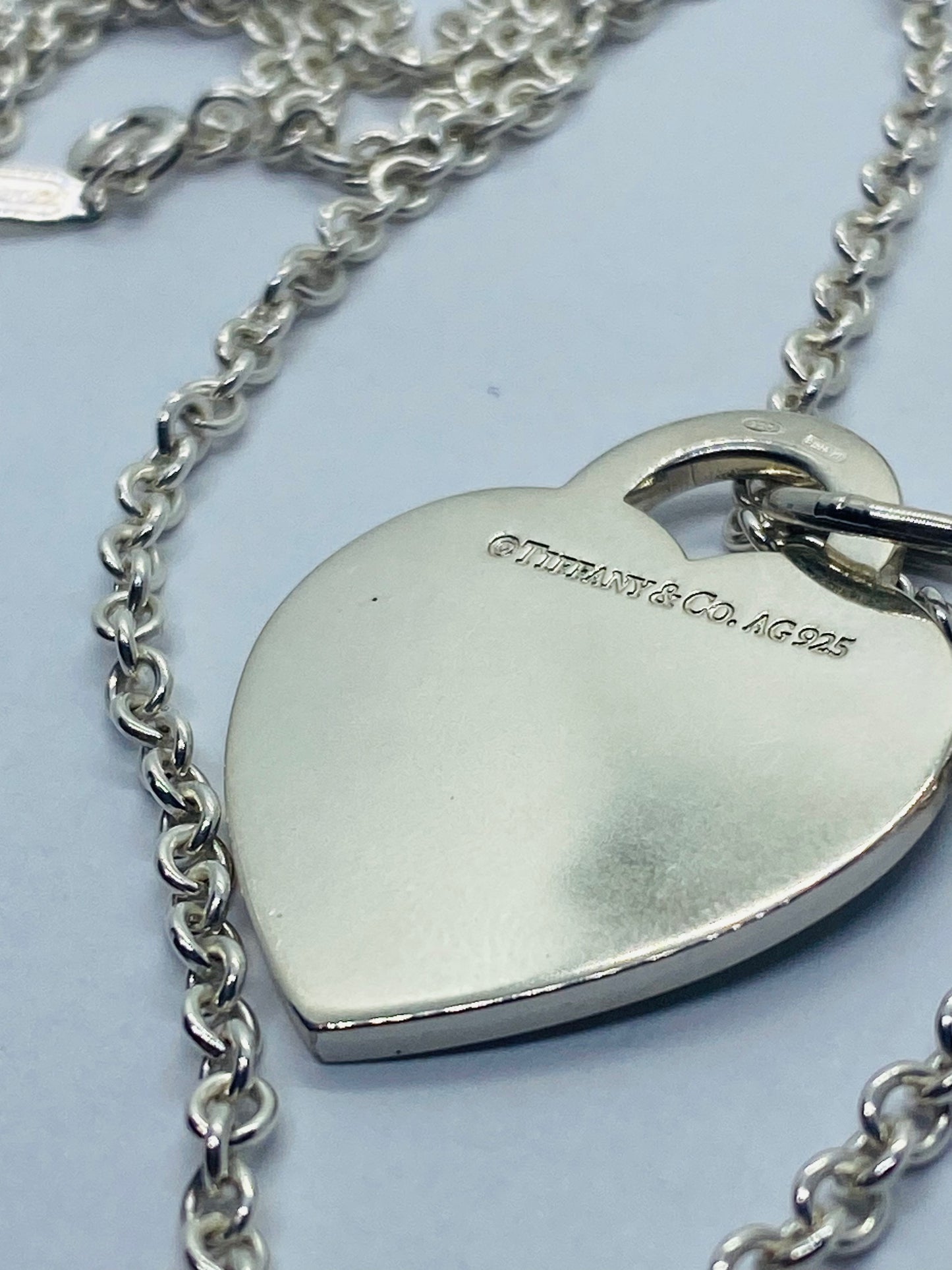 Large Return to Tiffany Etched Heart and Arrow Pendant, Necklace Sterling Silver