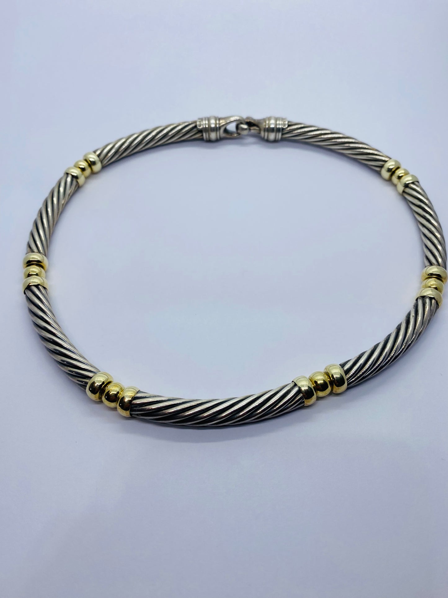 DAVID YURMAN 14K GOLD & SILVER 6 STATION CABLE NECKLACE 16.5” 50 GRAMS 5MM CABLE