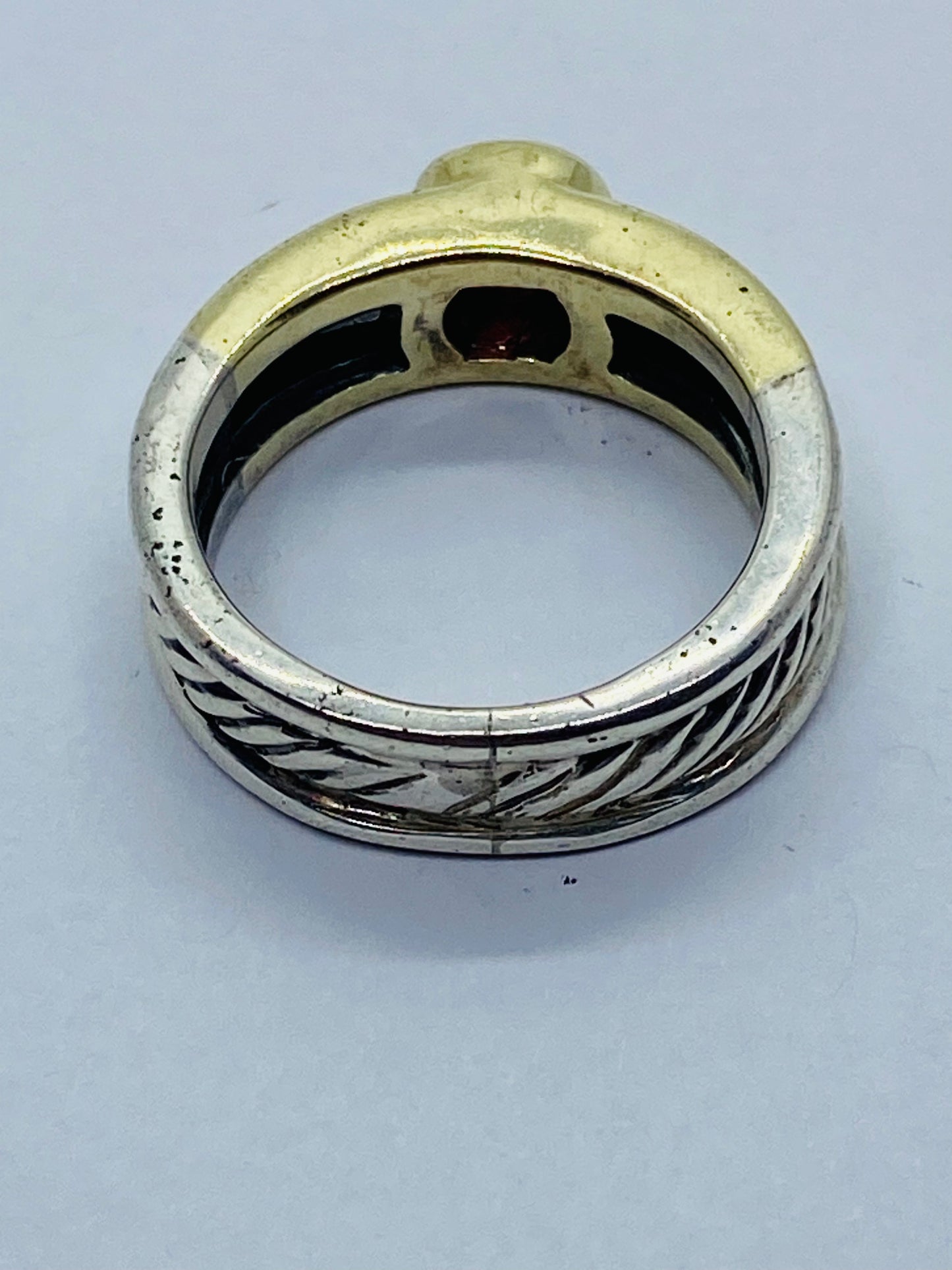 David Yurman Vintage 14k Yellow Gold & Sterling Silver Pink Tourmaline Ring