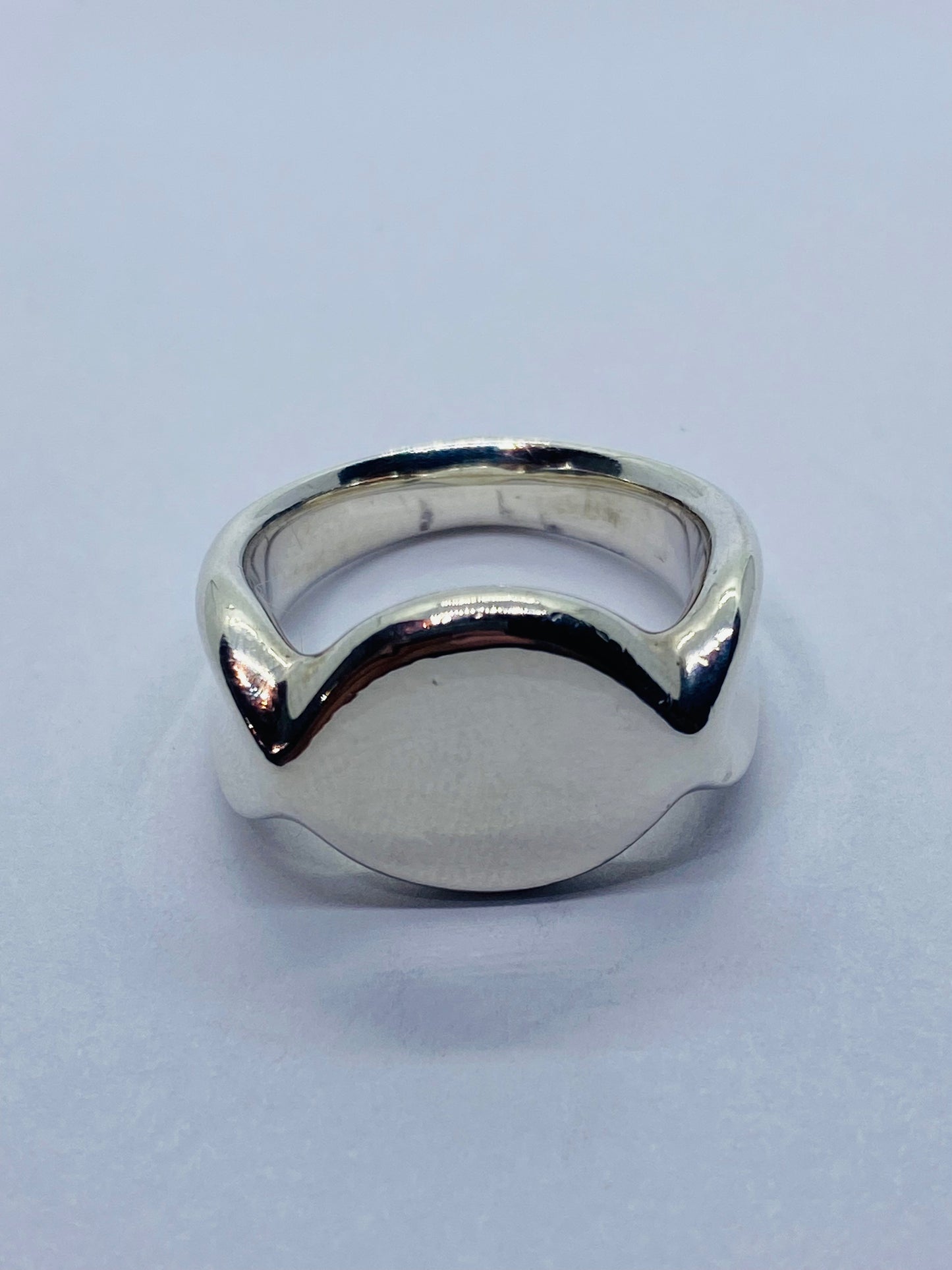 Tiffany & Co Silver Peretti Spain Signet Band Size 5 With Pouch Retired.