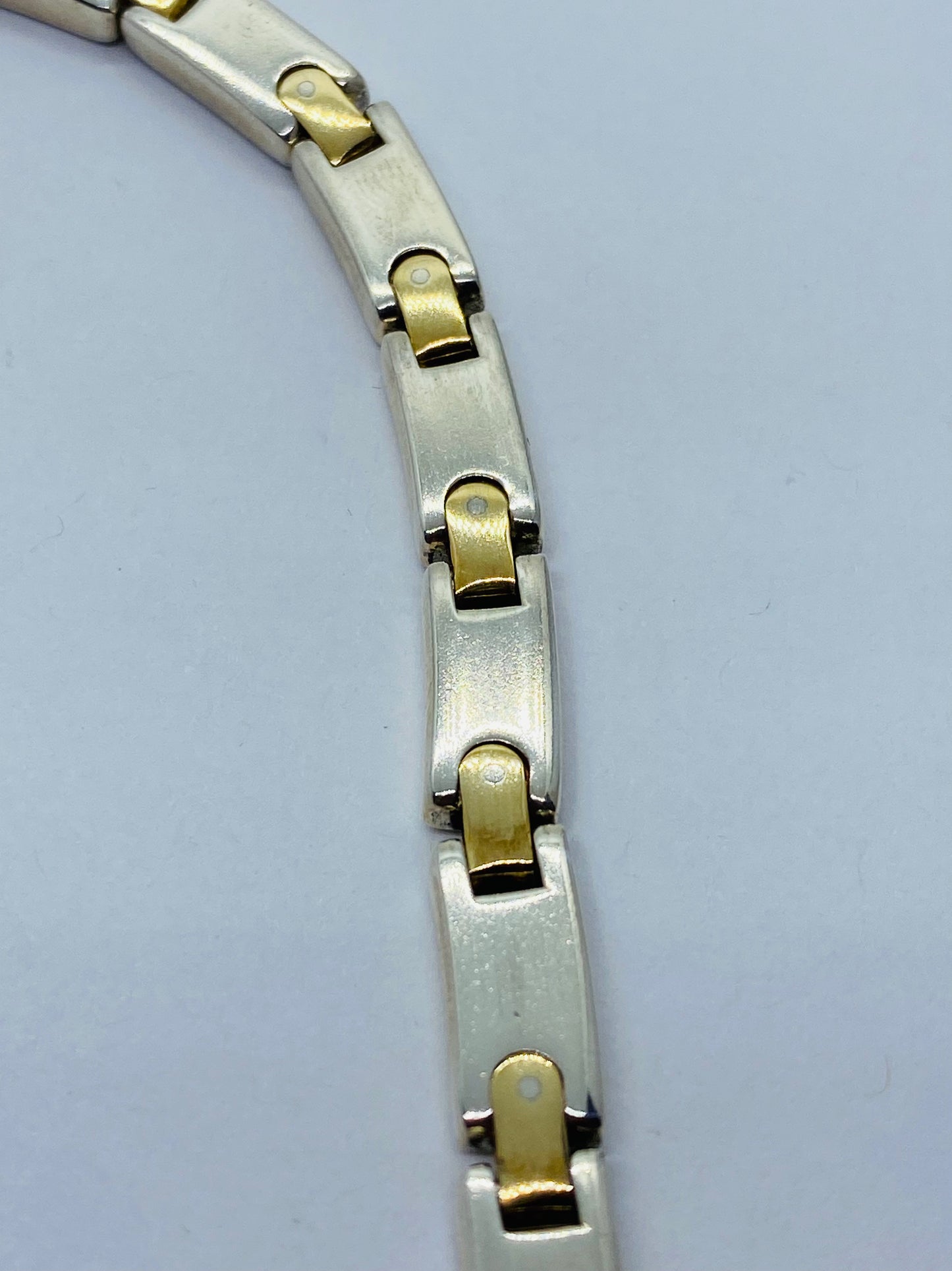 Tiffany & Co Silver Gold Rectangle Bar Link Necklace 18” 6.2MM wide