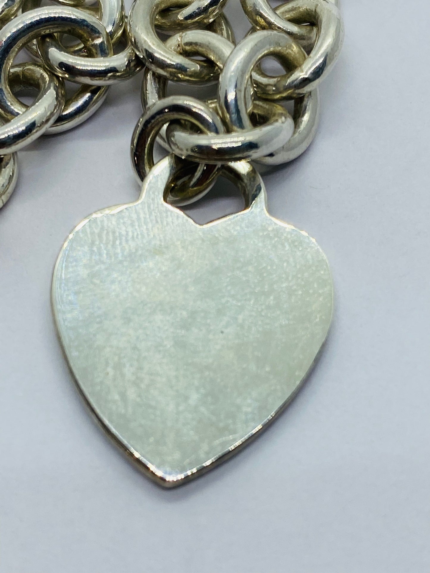 Tiffany & Co Sterling Silver Engravable Blank Heart Tag Necklace Original Box 17.25"