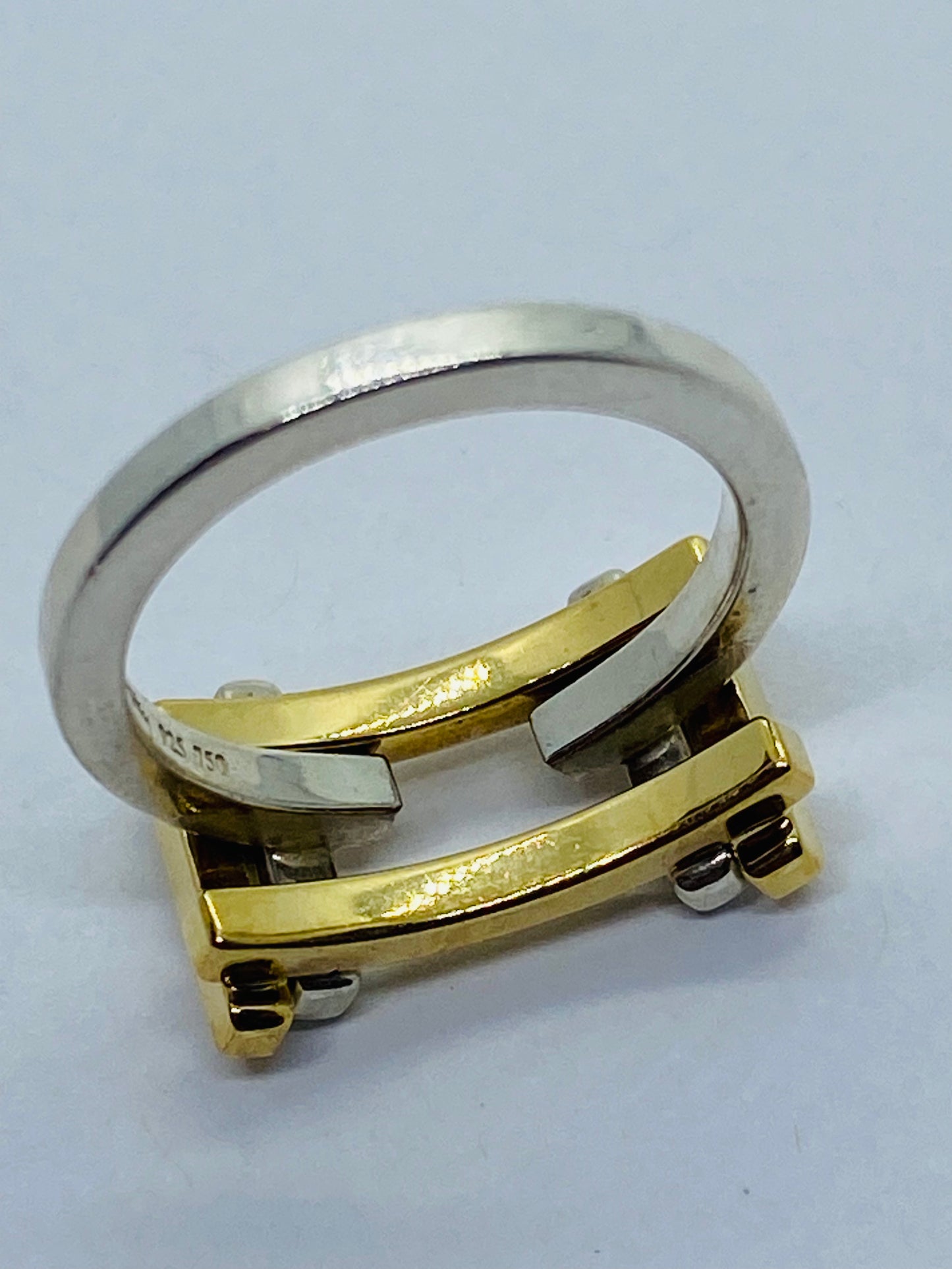 Tiffany & Co Frank Gehry Sterling 18k Gold Axis Flex Band Ring Size 5.5