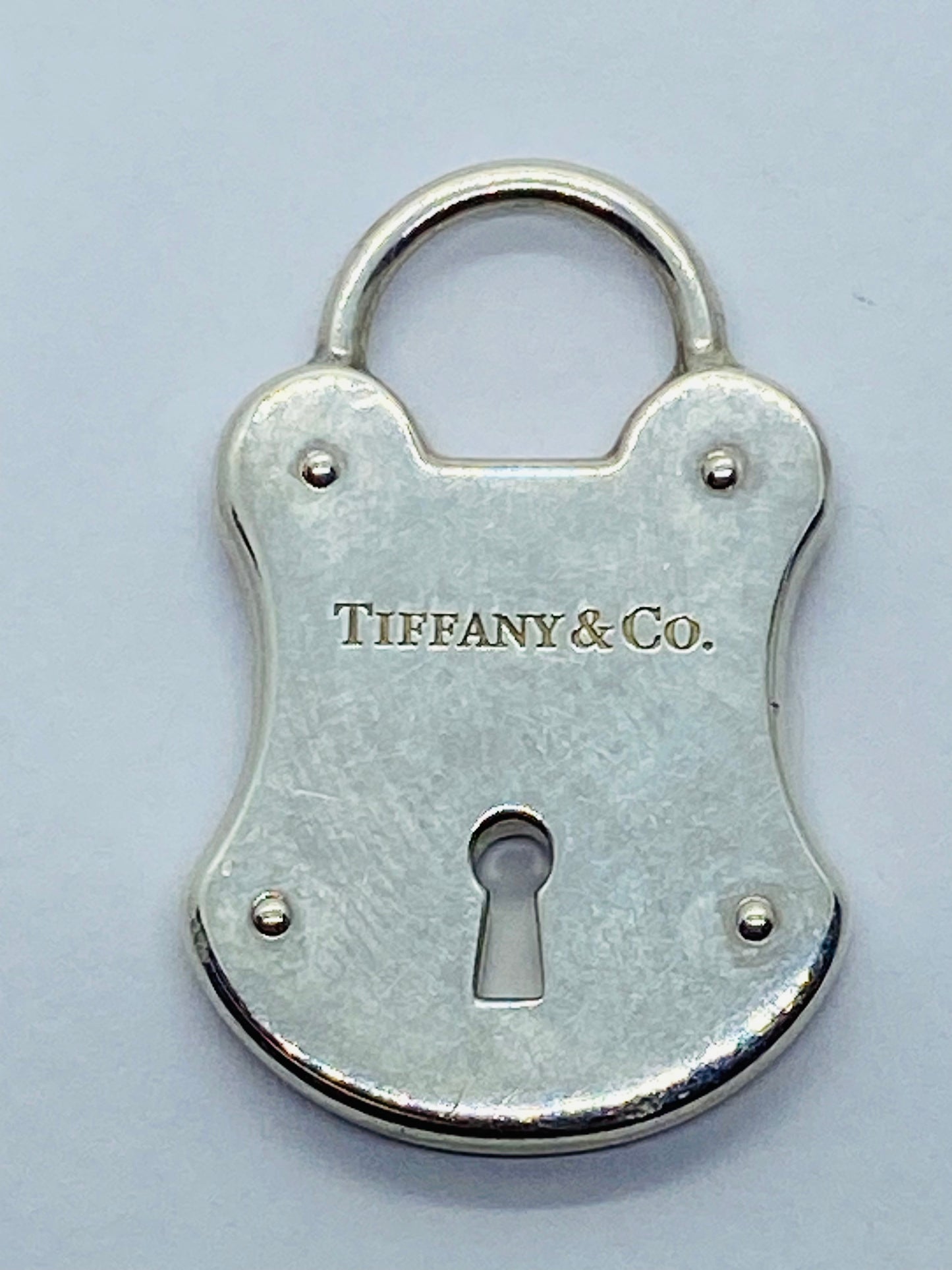 Tiffany & Co Large 925 Sterling Silver Lock Key Hole Charm Pendant 28x18mm