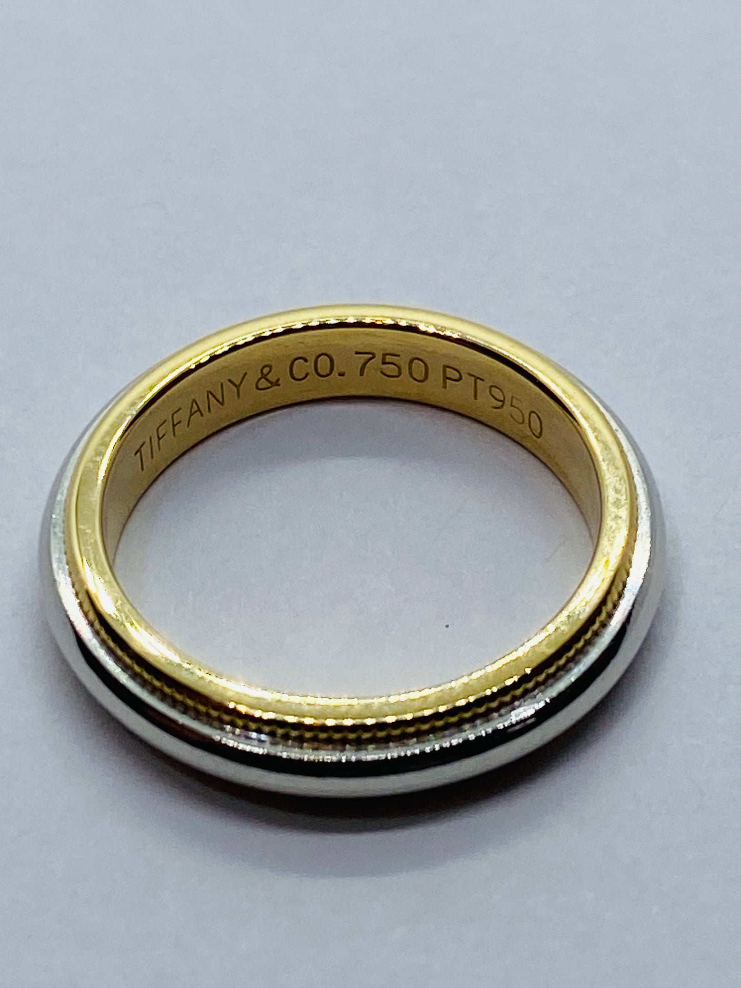 Tiffany & Co Milgrain Band Ring In Platinum & 18k Yellow Gold Size 4.5