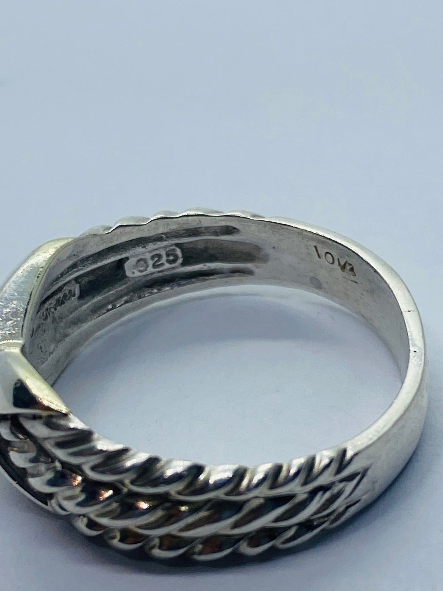 Ring David Yurman Sterling & 14K Gold Triple Cable Band Crossover 'X' 11.25 READ