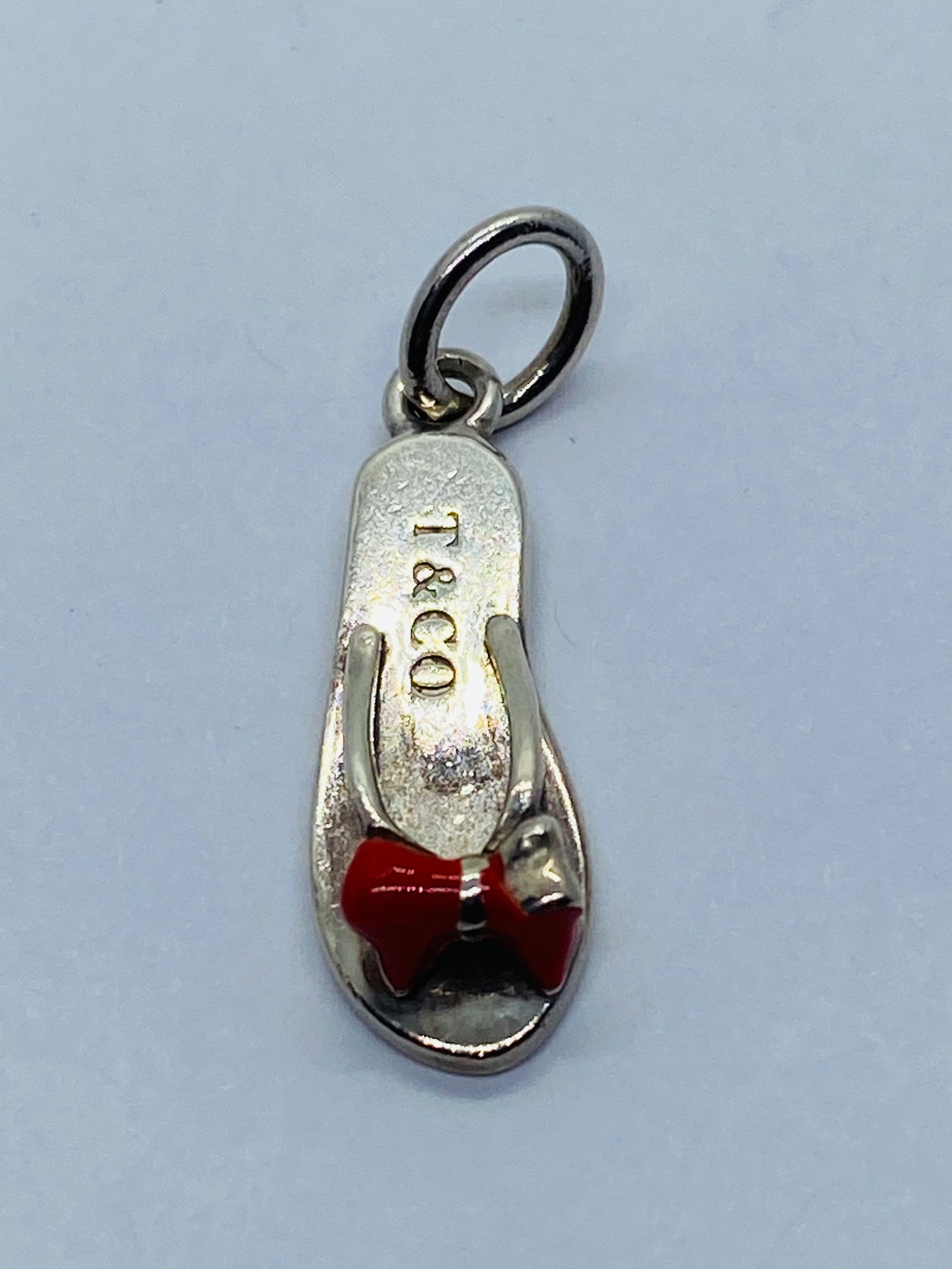 Tiffany & Co Sterling Silver Red Enamel Bow Flip Flop Charm Pendant Rare