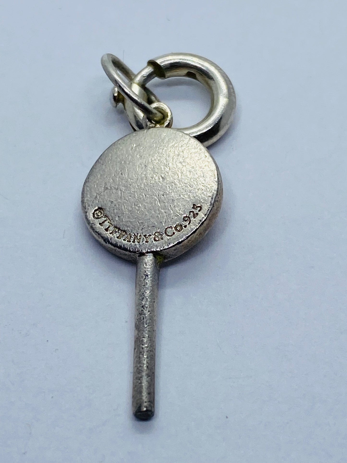 TIFFANY & CO SILVER PINK ENAMEL LOLLIPOP CHARM PENDANT BOX INCLUDED